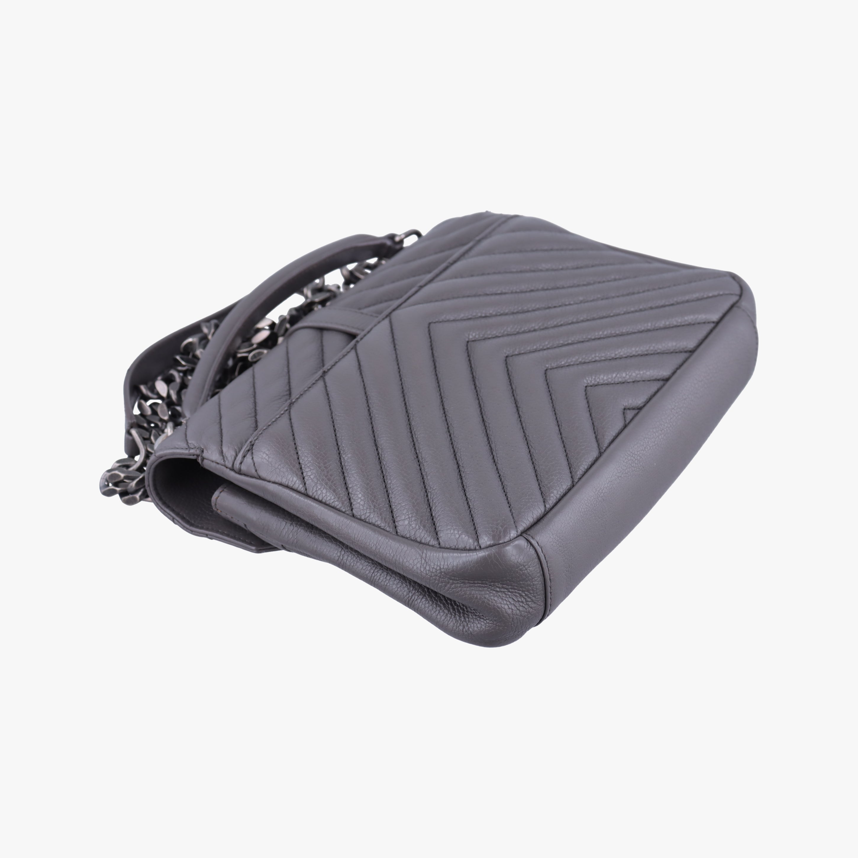 Secondhand Yves Saint Laurent COLLEGE Grey Leather 428056 shoulderbag | stylenewstar
