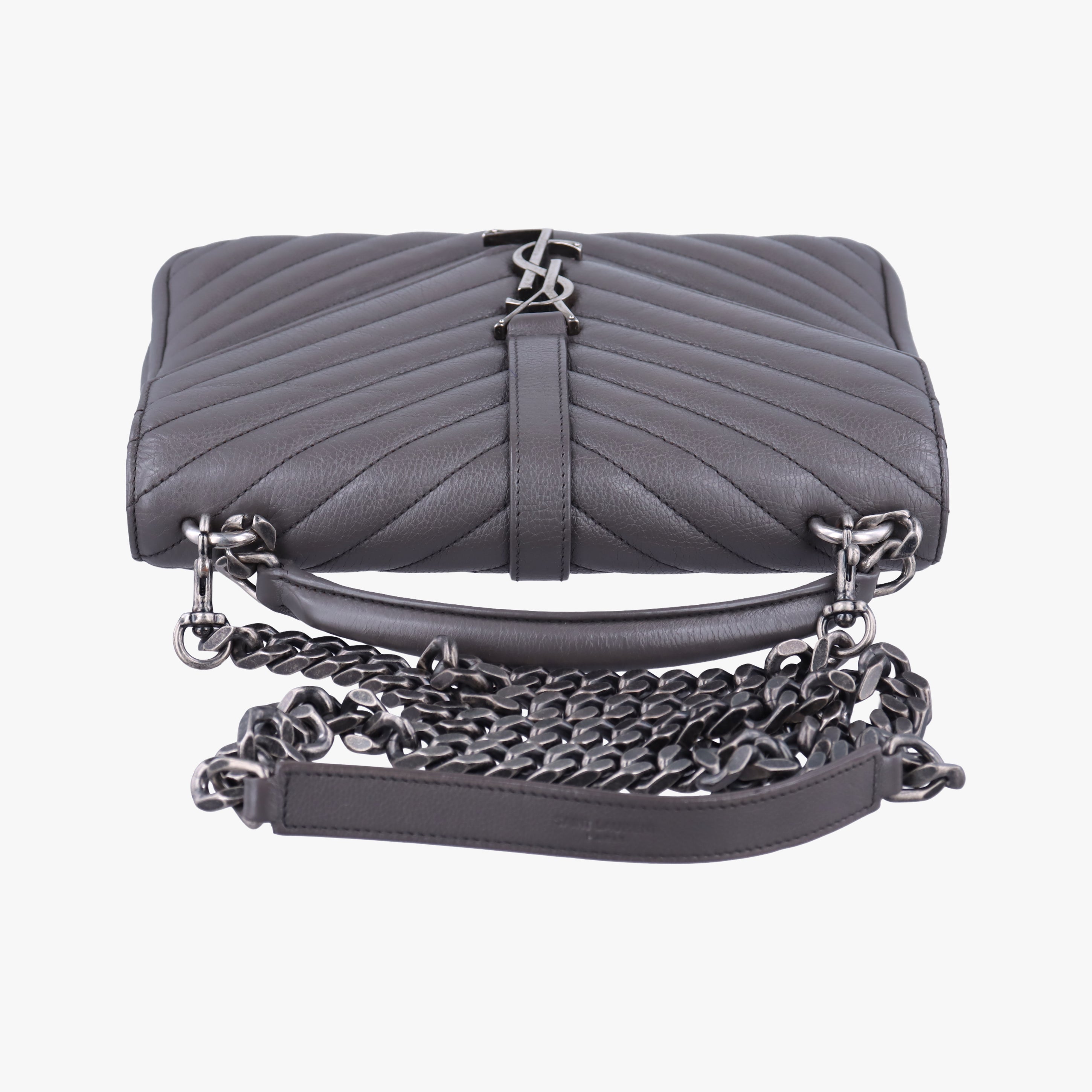 Secondhand Yves Saint Laurent COLLEGE Grey Leather 428056 shoulderbag | stylenewstar