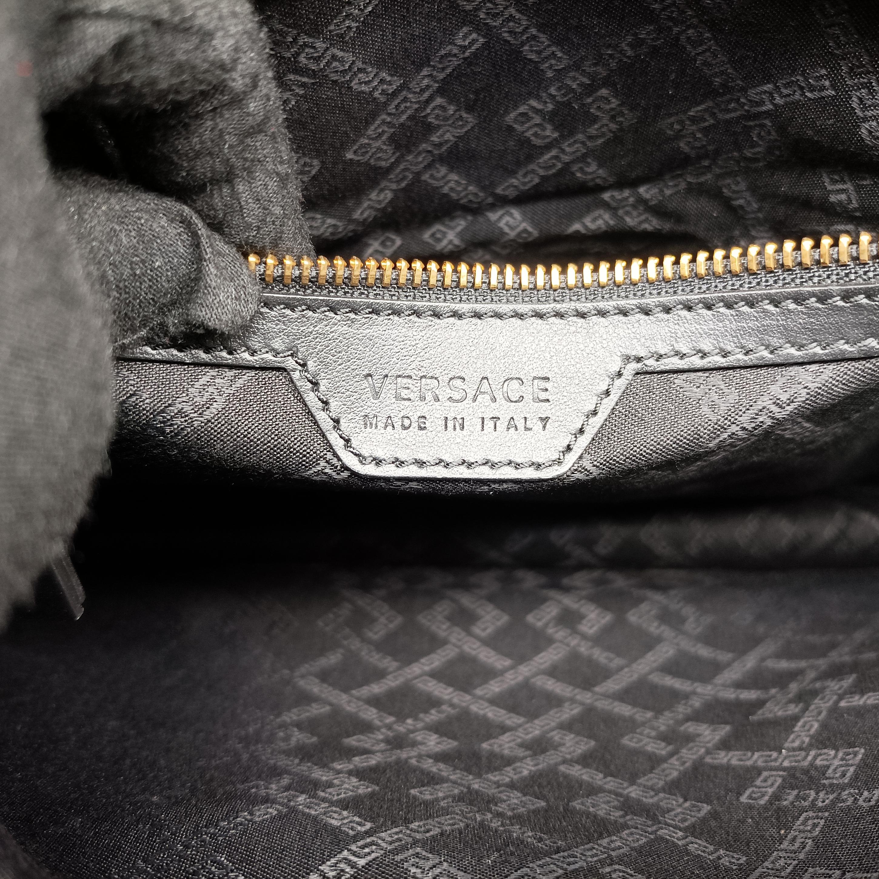 Secondhand VERSACE La Medusa Black Leather  clutchbag | stylenewstar