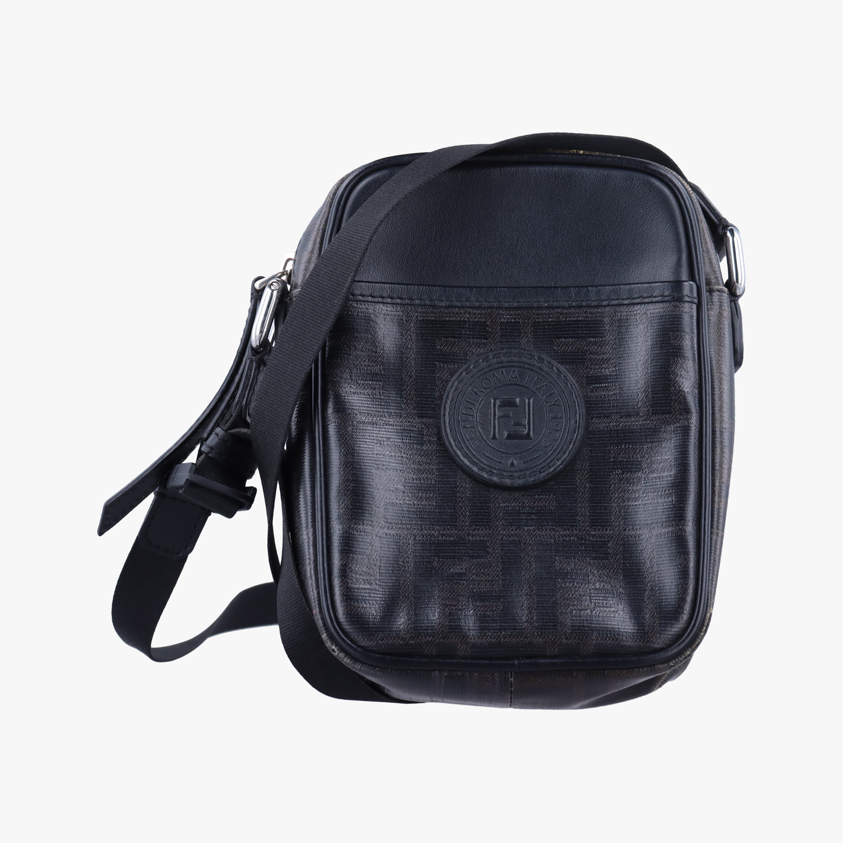 Vintage Fendi Zucca pattern small Black PVC Coated Canvas 7VA456 shoulderbag | stylenewstar
