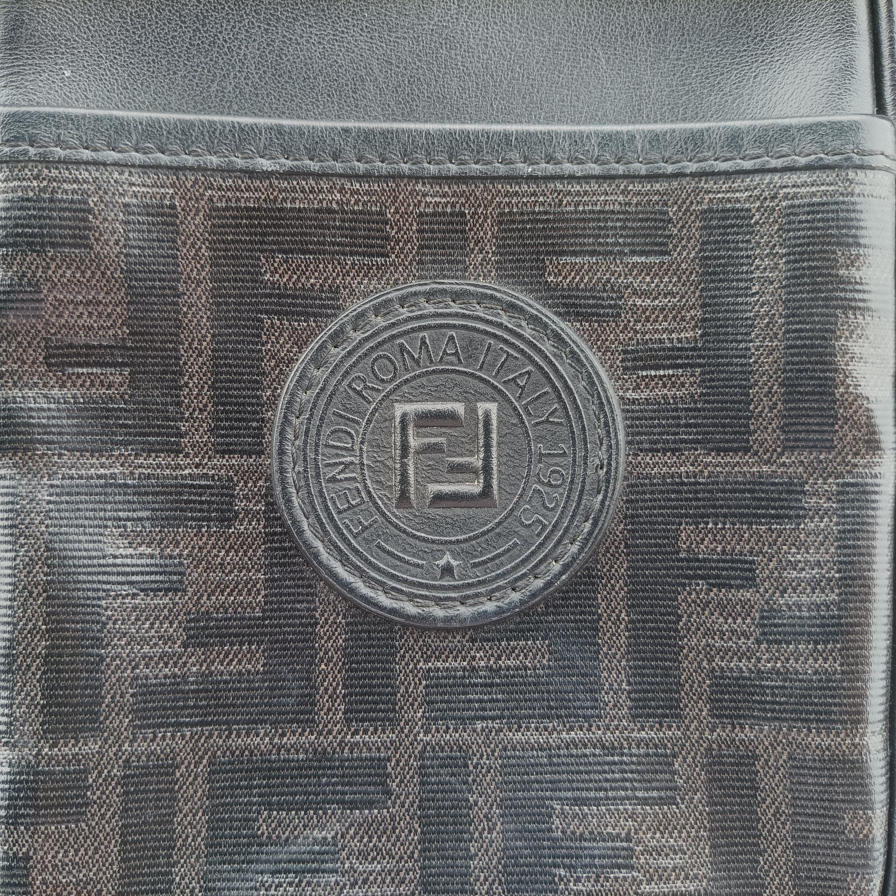 Vintage Fendi Zucca pattern small Black PVC Coated Canvas 7VA456 shoulderbag | stylenewstar