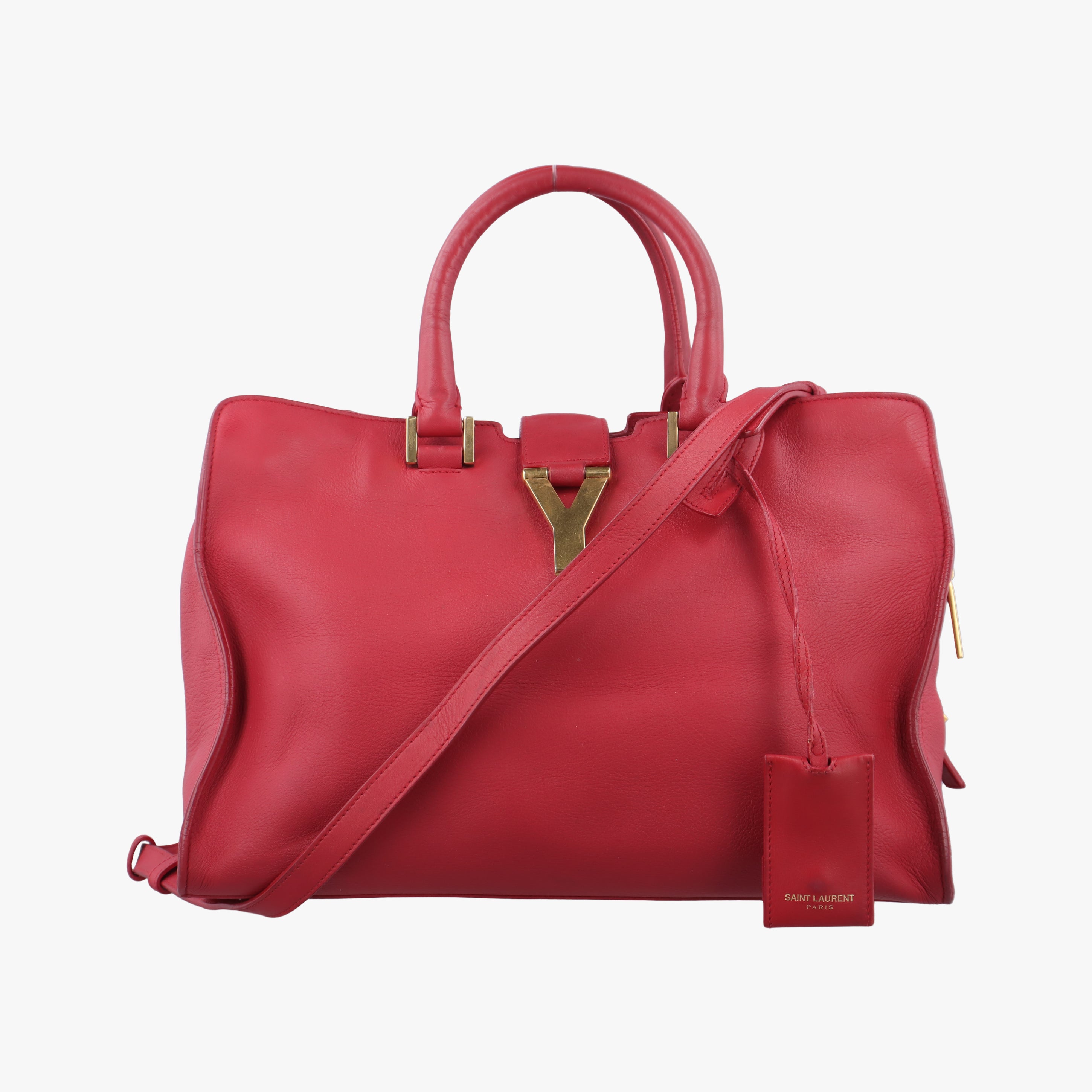 Vintage Yves Saint Laurent Y Ligne Petit Cabas Red Leather 311210 shoulderbag | stylenewstar