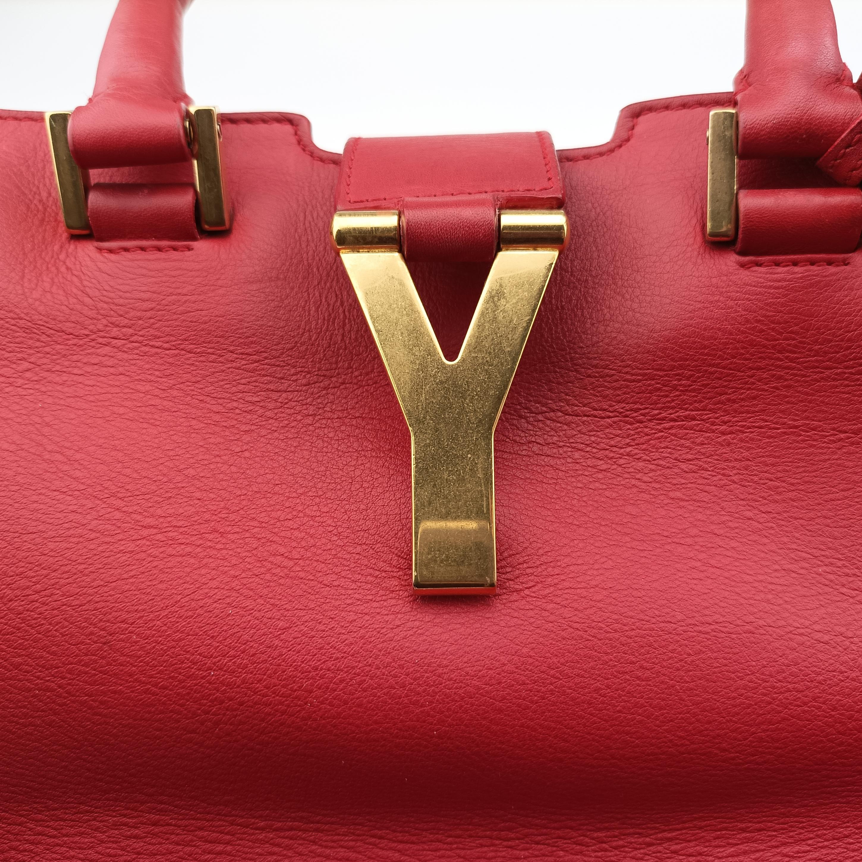 Vintage Yves Saint Laurent Y Ligne Petit Cabas Red Leather 311210 shoulderbag | stylenewstar