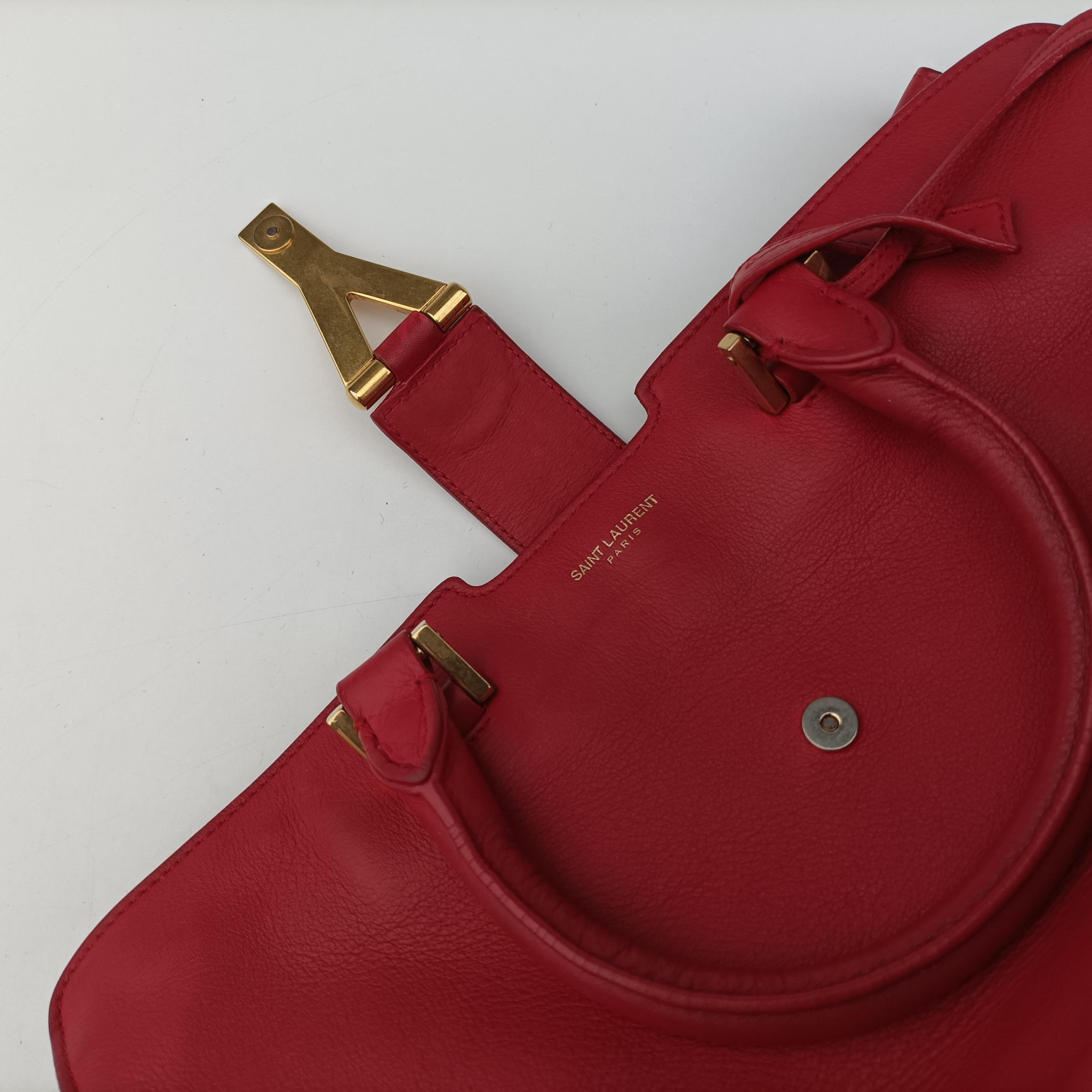Vintage Yves Saint Laurent Y Ligne Petit Cabas Red Leather 311210 shoulderbag | stylenewstar