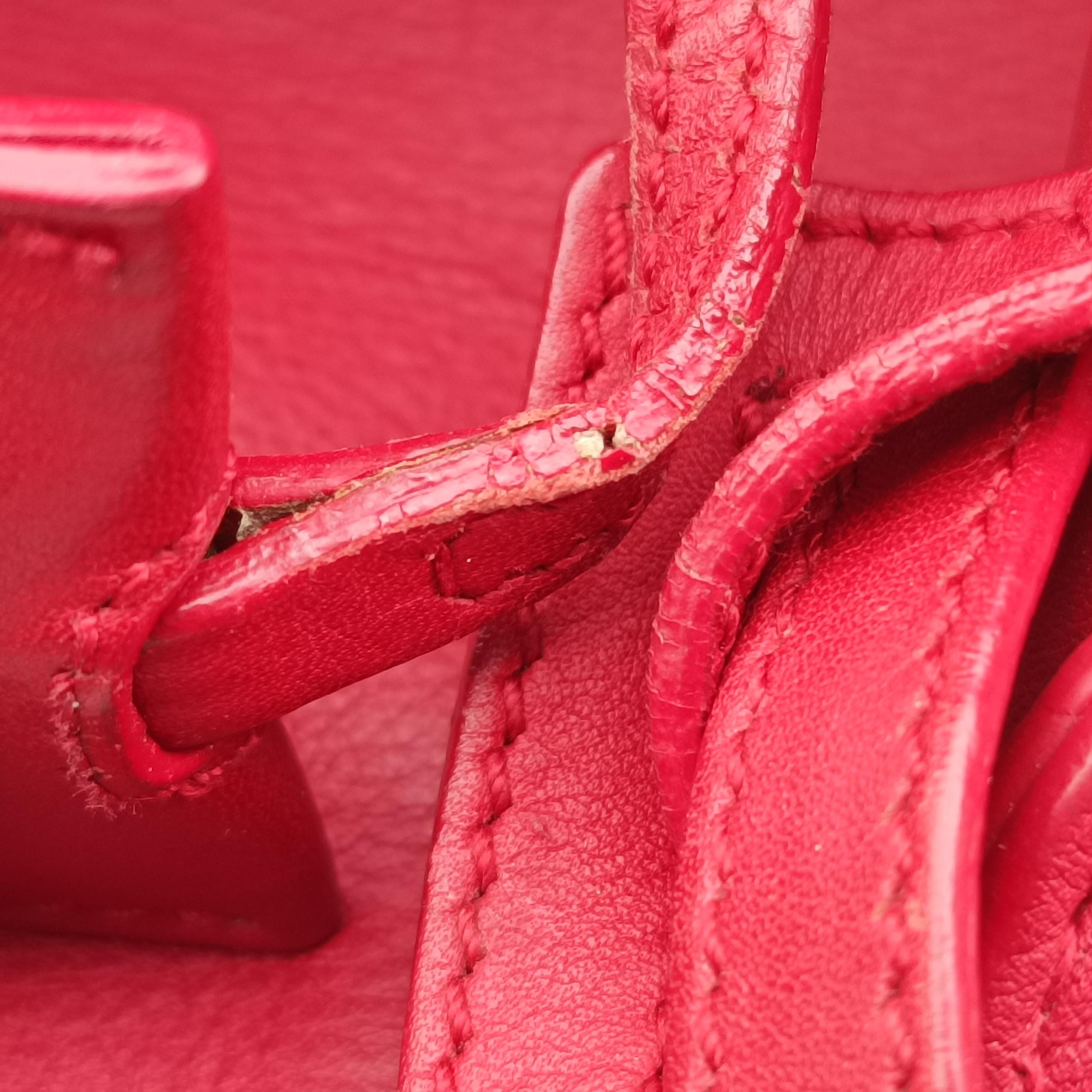 Vintage Yves Saint Laurent Y Ligne Petit Cabas Red Leather 311210 shoulderbag | stylenewstar
