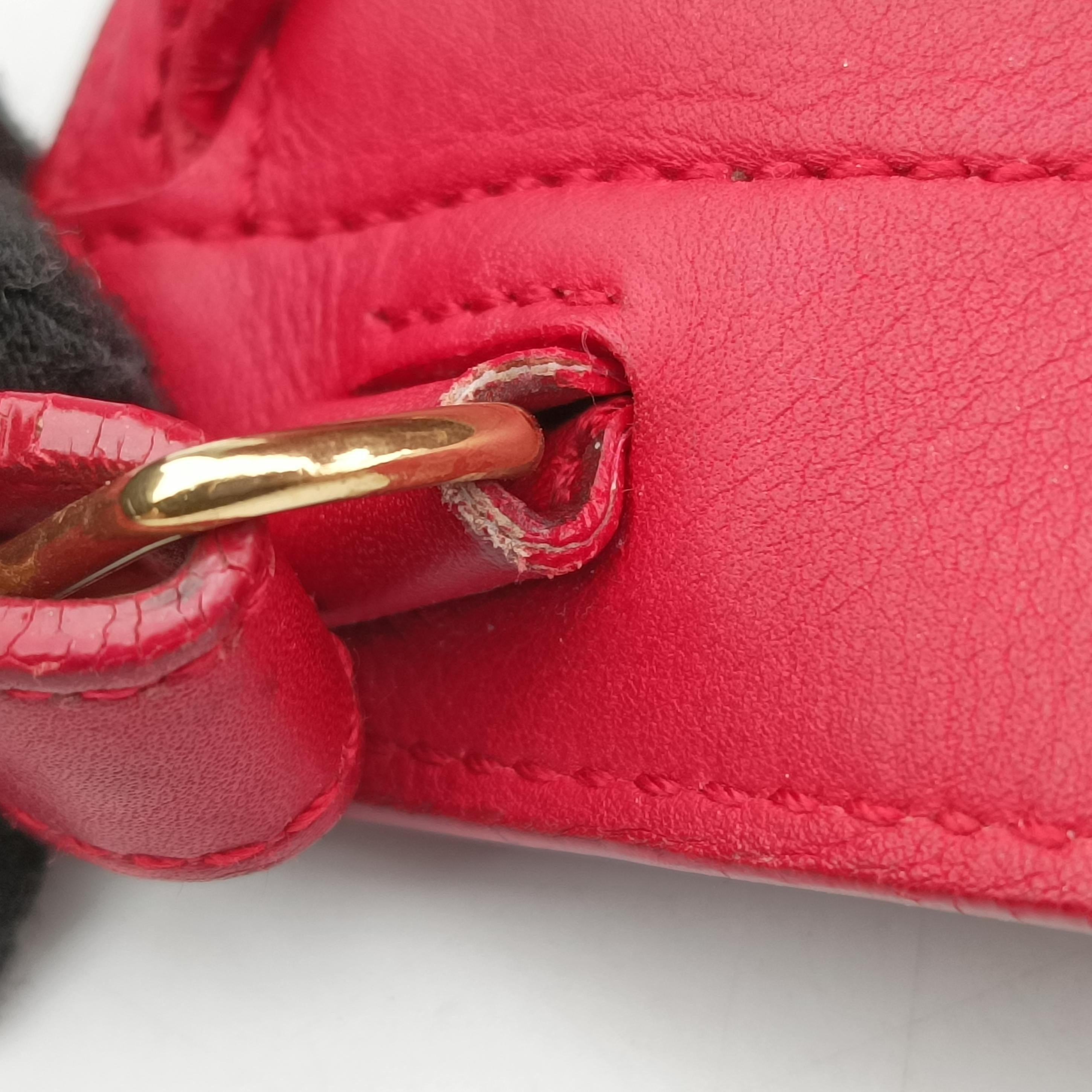 Vintage Yves Saint Laurent Y Ligne Petit Cabas Red Leather 311210 shoulderbag | stylenewstar