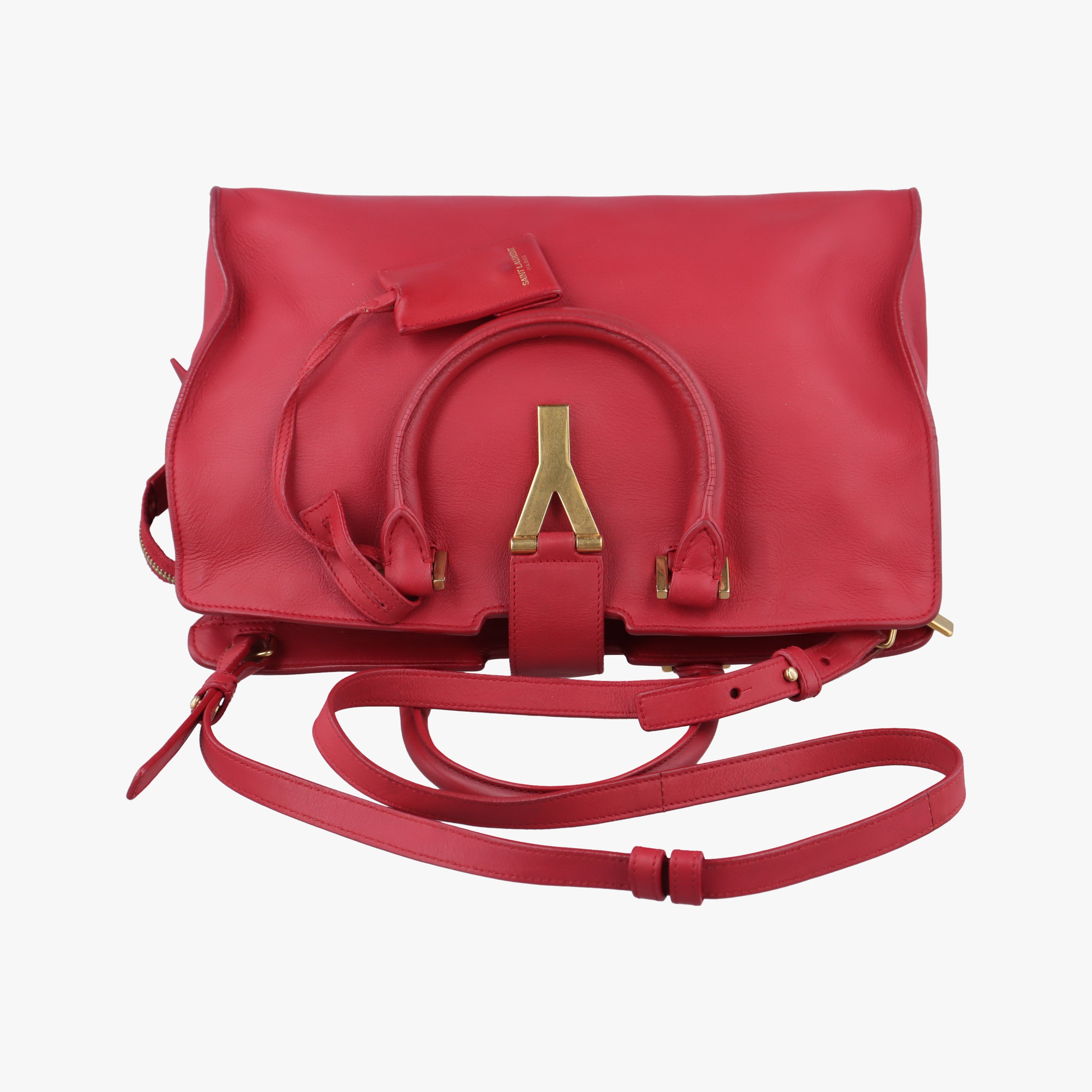 Vintage Yves Saint Laurent Y Ligne Petit Cabas Red Leather 311210 shoulderbag | stylenewstar