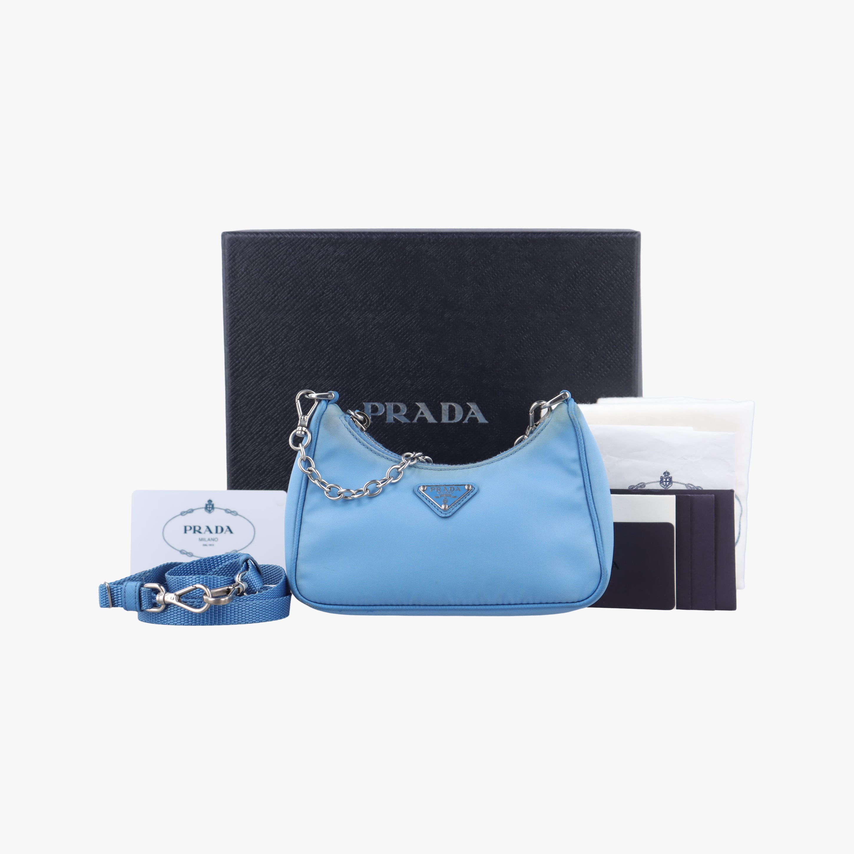Pre-owned Prada Re-Edition Nylon Mini white nylon 1TT122 shoulderbag | stylenewstar