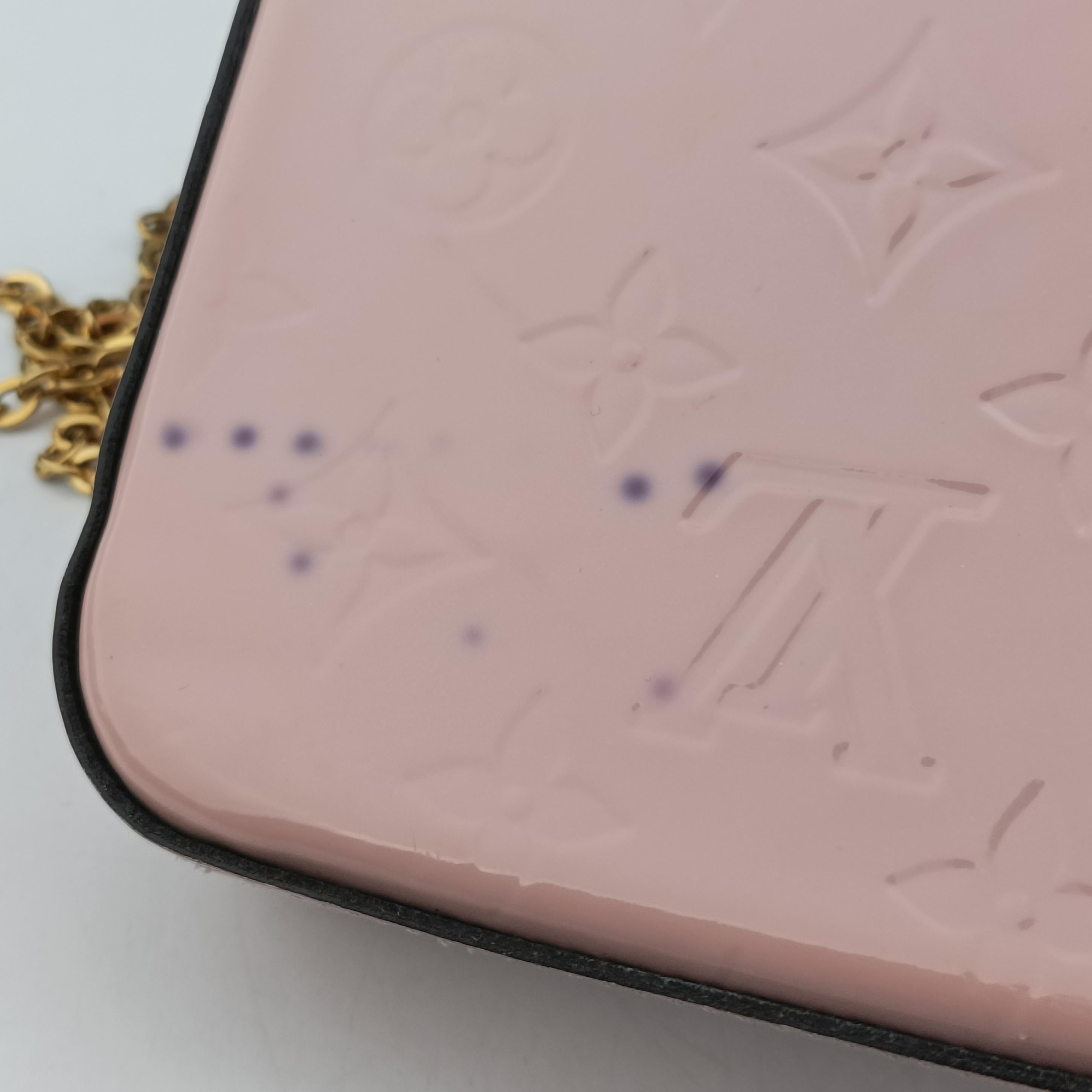Pre-owned Louis Vuitton Pochette Felicie Rose Ballerine Monogram Vernis MI4179 shoulderbag | stylenewstar