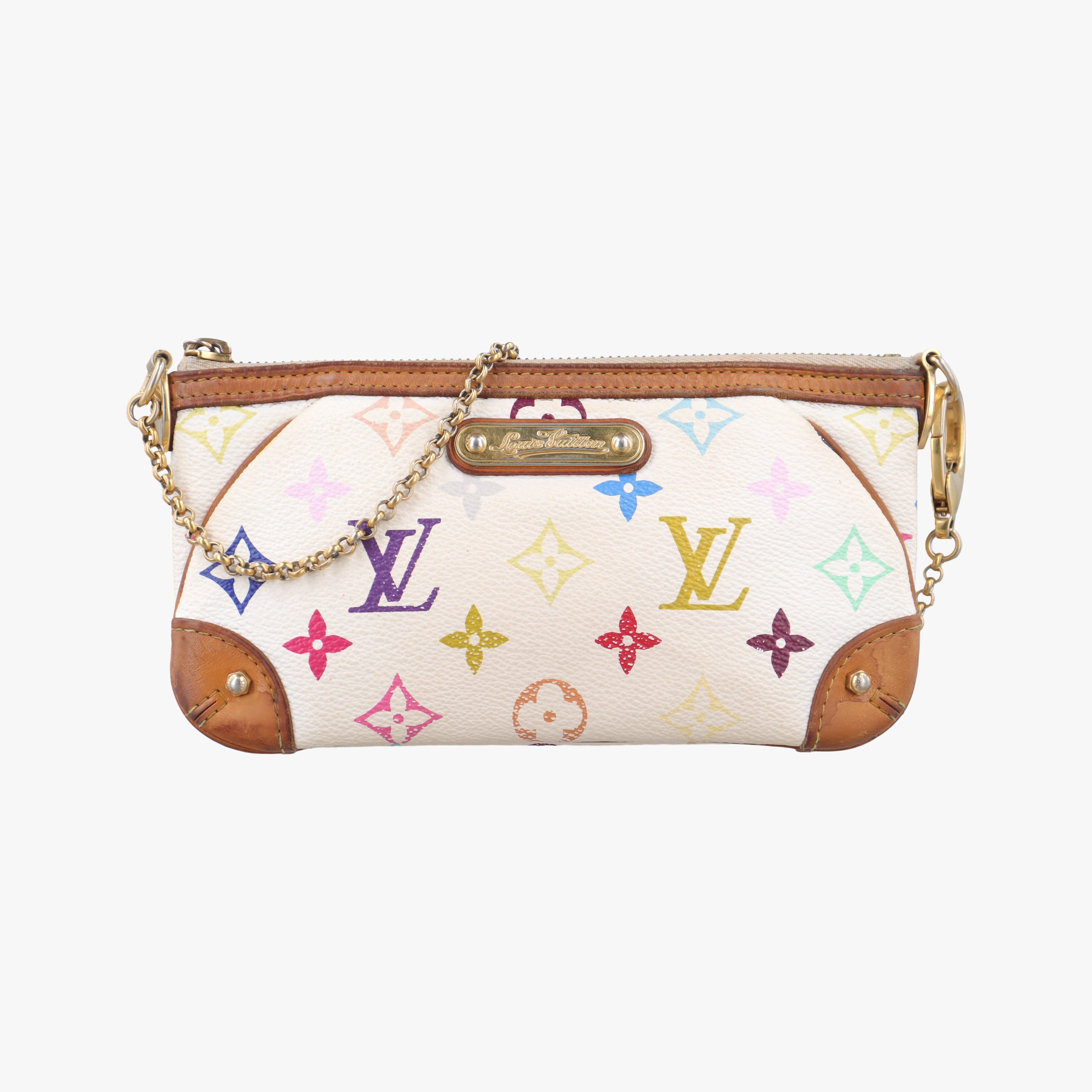 Pre-owned Louis Vuitton Pochette Mira MM Accessory Pouch white Monogram Multicolor M60096 shoulderbag | stylenewstar