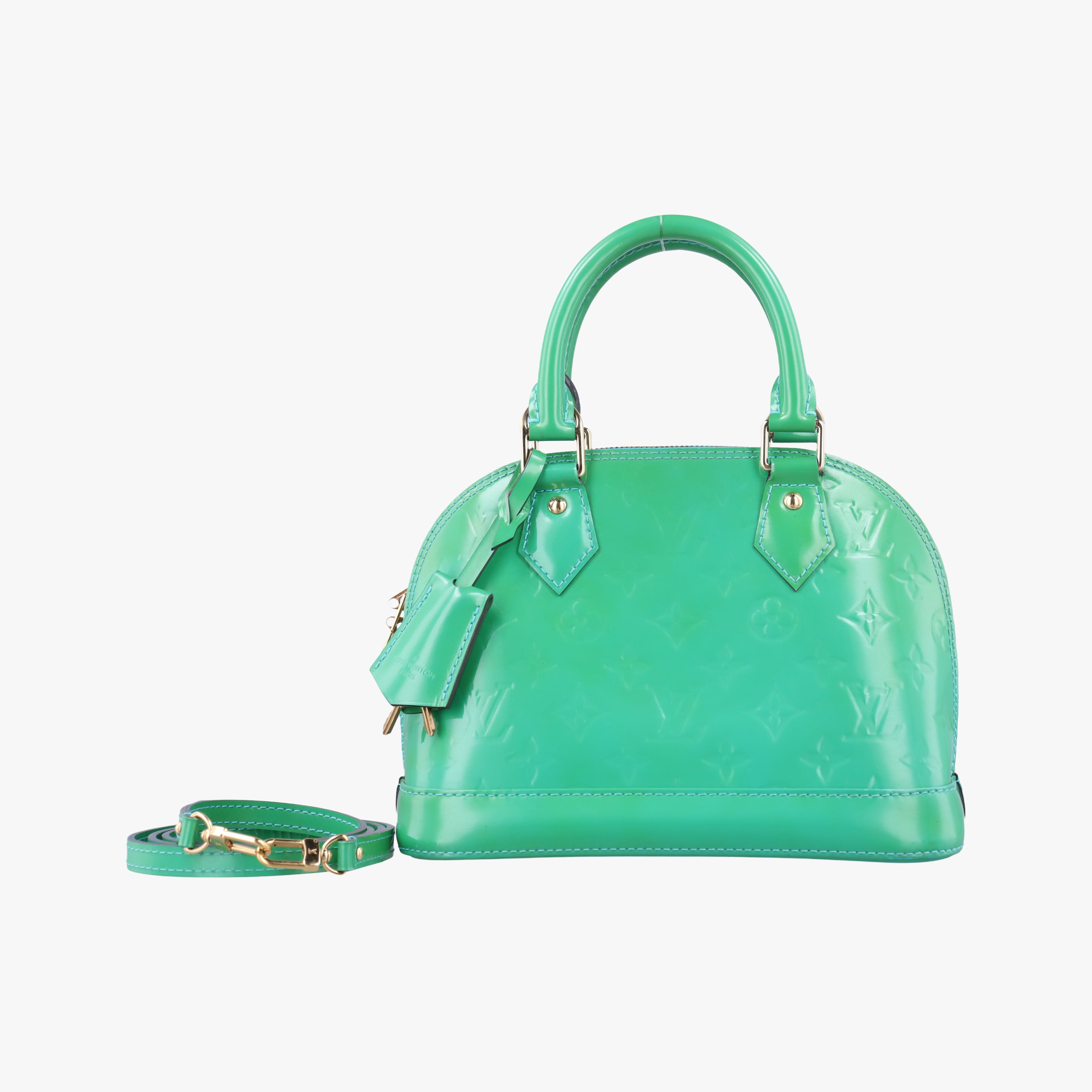 Pre-owned Louis Vuitton Alma BB Blue Lagon Vernis M91696 shoulderbag | stylenewstar