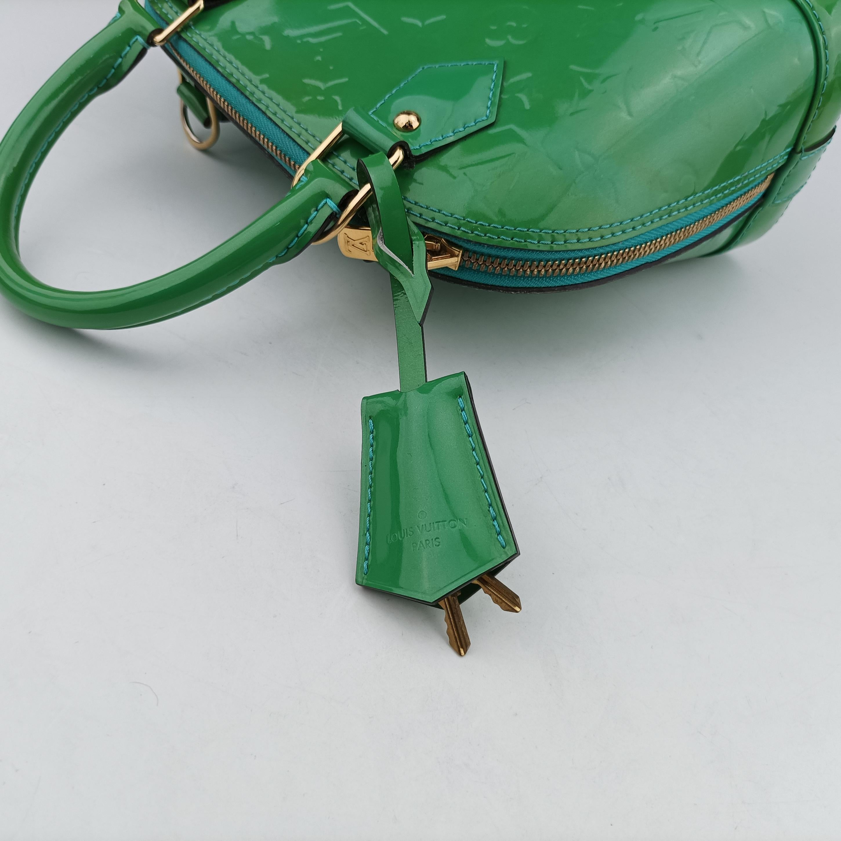 Pre-owned Louis Vuitton Alma BB Blue Lagon Vernis M91696 shoulderbag | stylenewstar