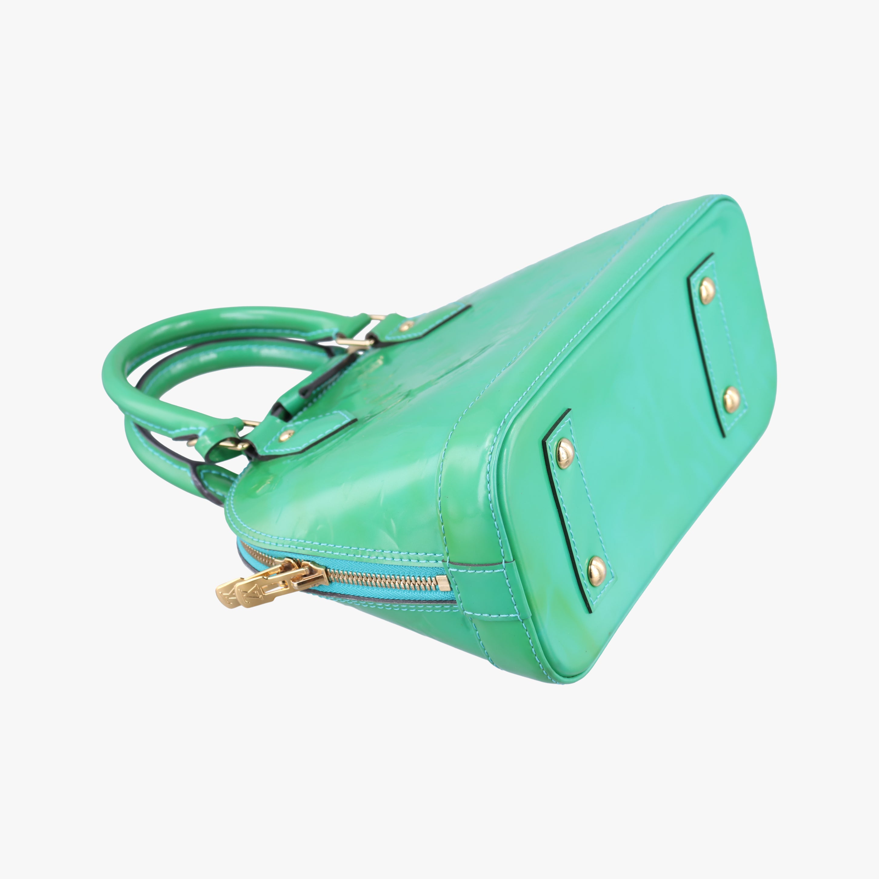 Pre-owned Louis Vuitton Alma BB Blue Lagon Vernis M91696 shoulderbag | stylenewstar