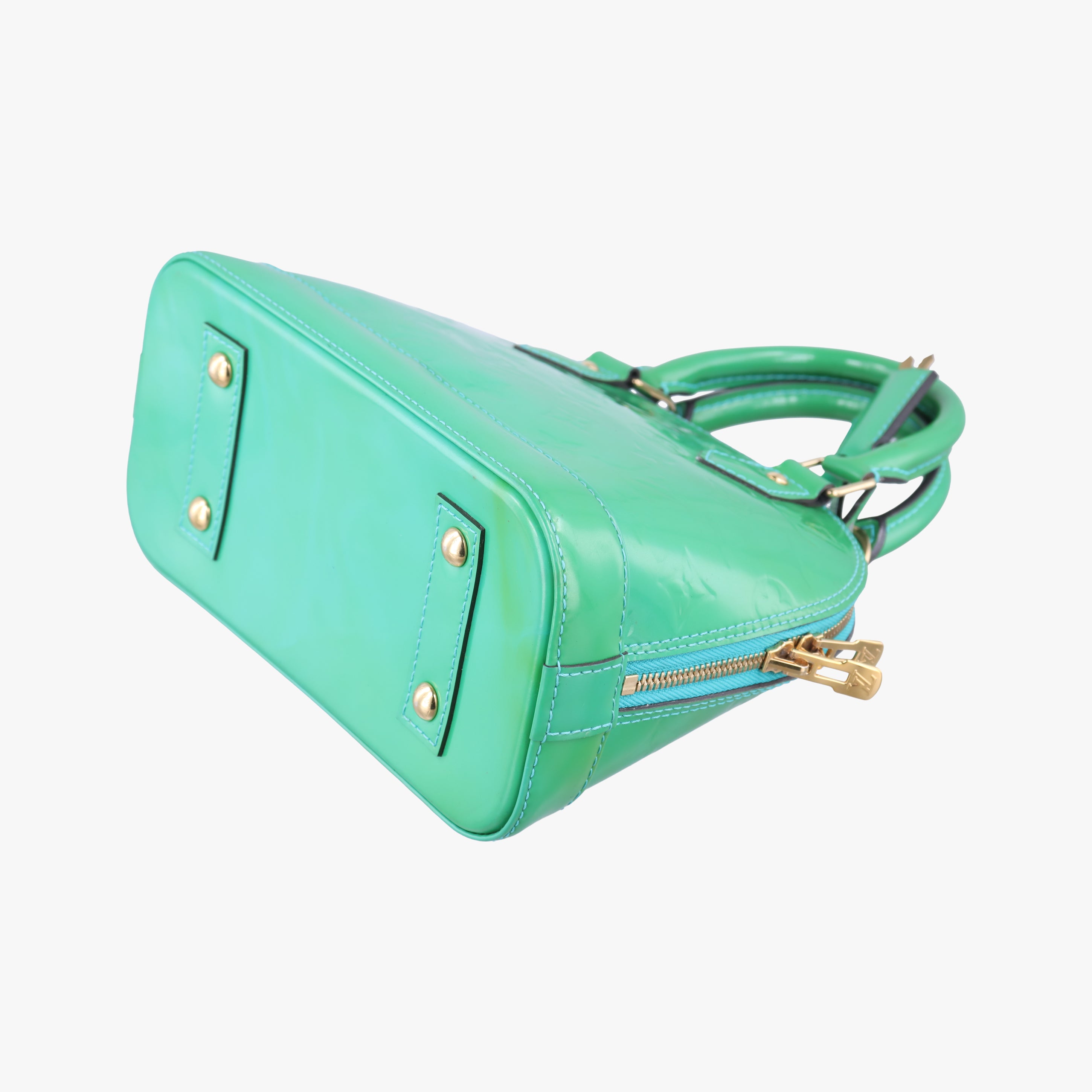 Pre-owned Louis Vuitton Alma BB Blue Lagon Vernis M91696 shoulderbag | stylenewstar