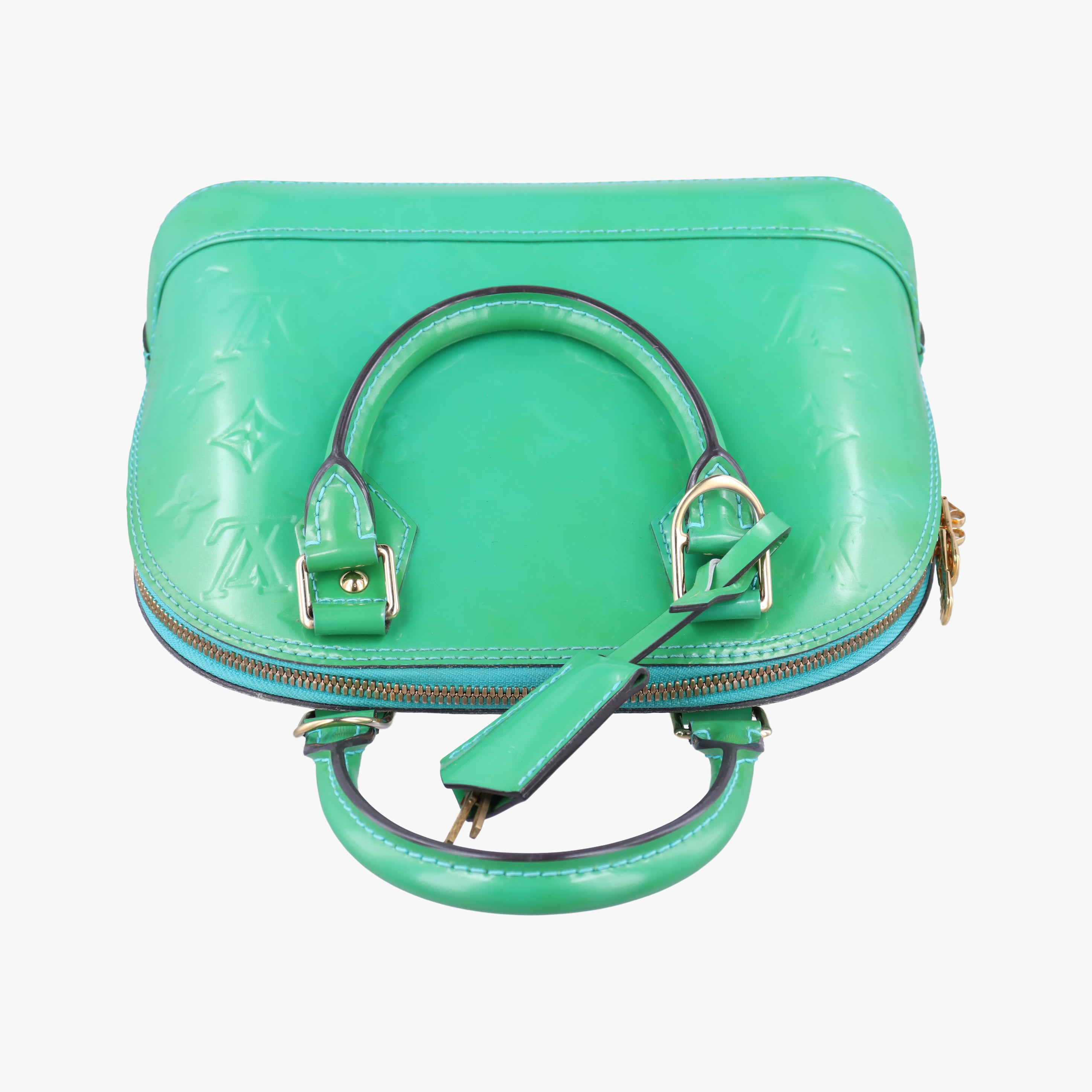 Pre-owned Louis Vuitton Alma BB Blue Lagon Vernis M91696 shoulderbag | stylenewstar