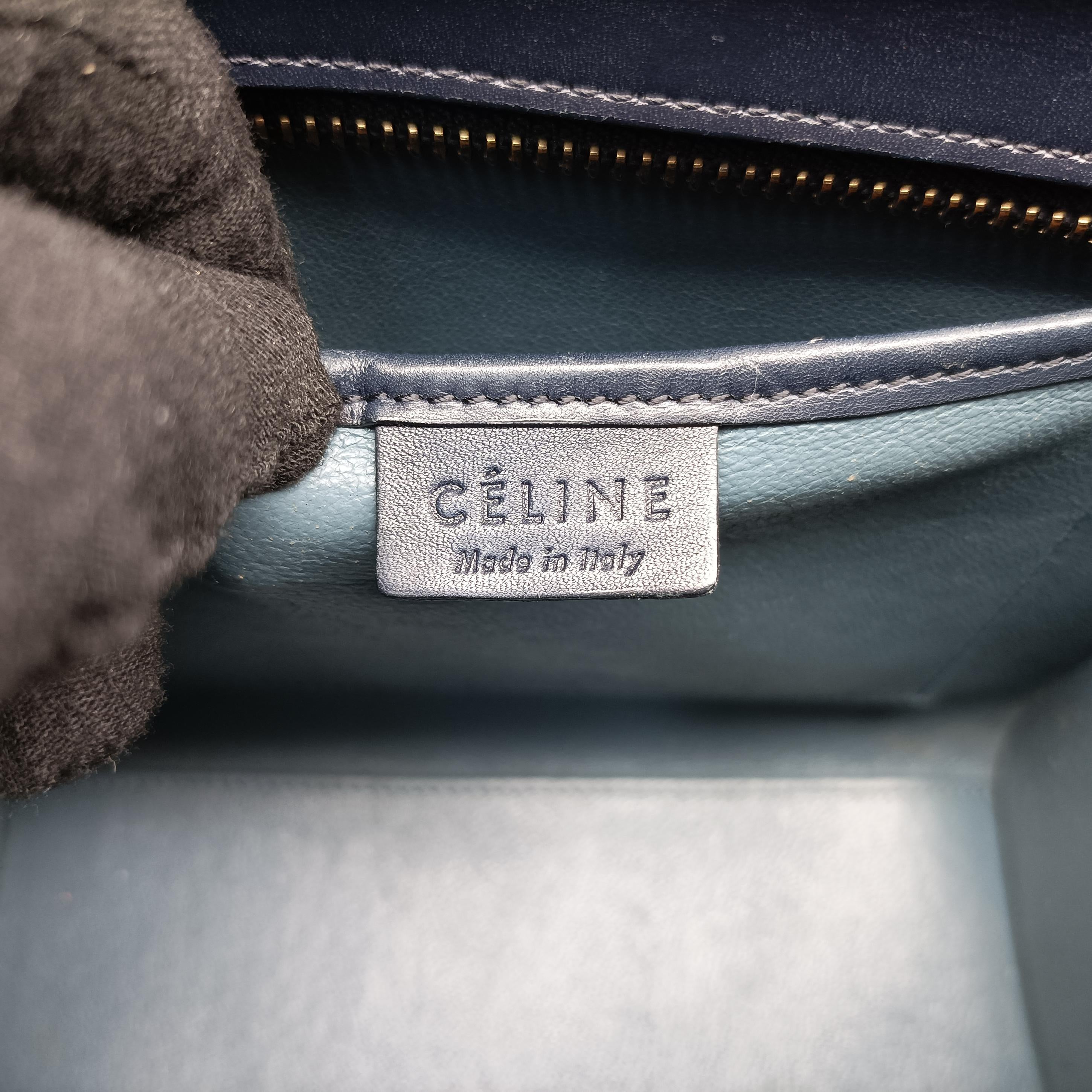 Pre-owned Celine luggage nano shopper Orange×black Leather  shoulderbag | stylenewstar