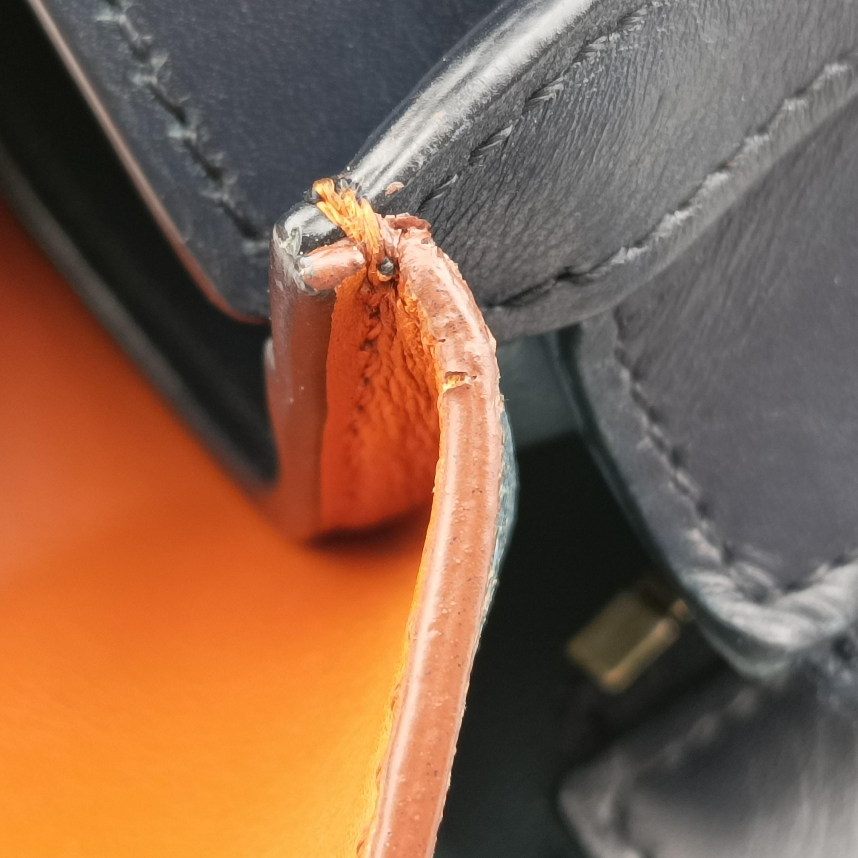 Pre-owned Celine luggage nano shopper Orange×black Leather  shoulderbag | stylenewstar