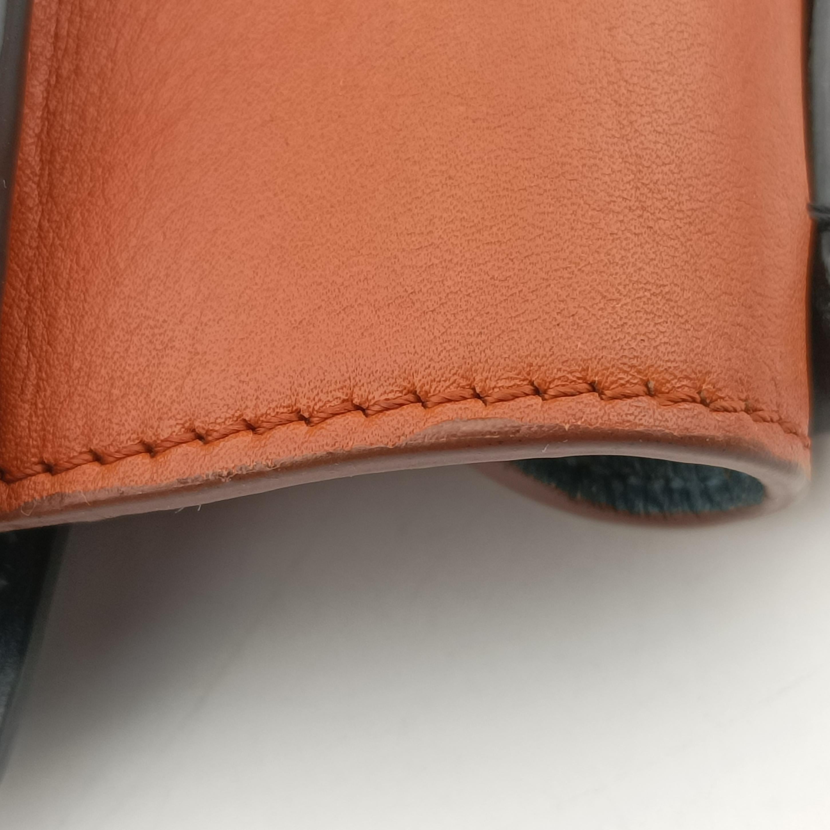 Pre-owned Celine luggage nano shopper Orange×black Leather  shoulderbag | stylenewstar