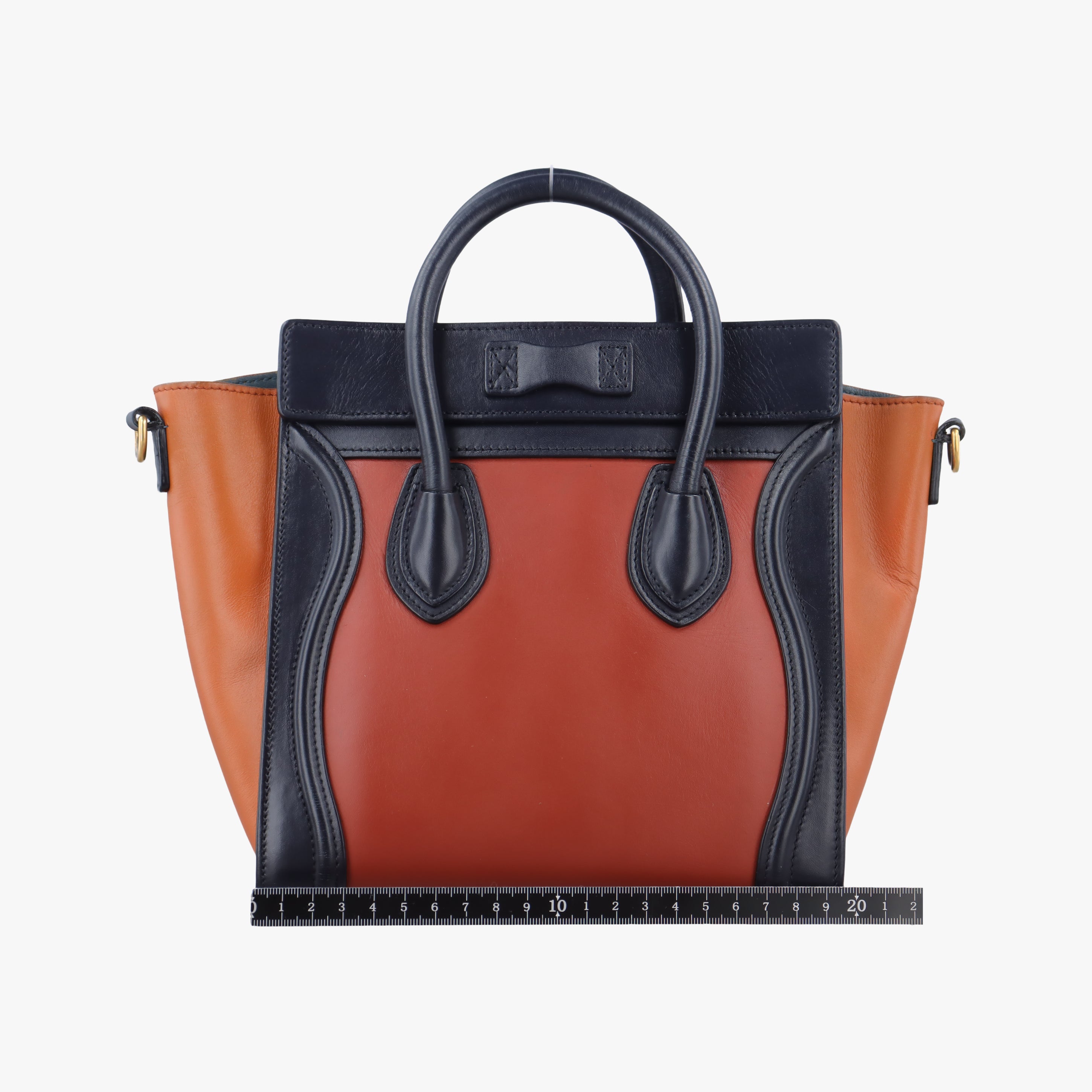 Pre-owned Celine luggage nano shopper Orange×black Leather  shoulderbag | stylenewstar