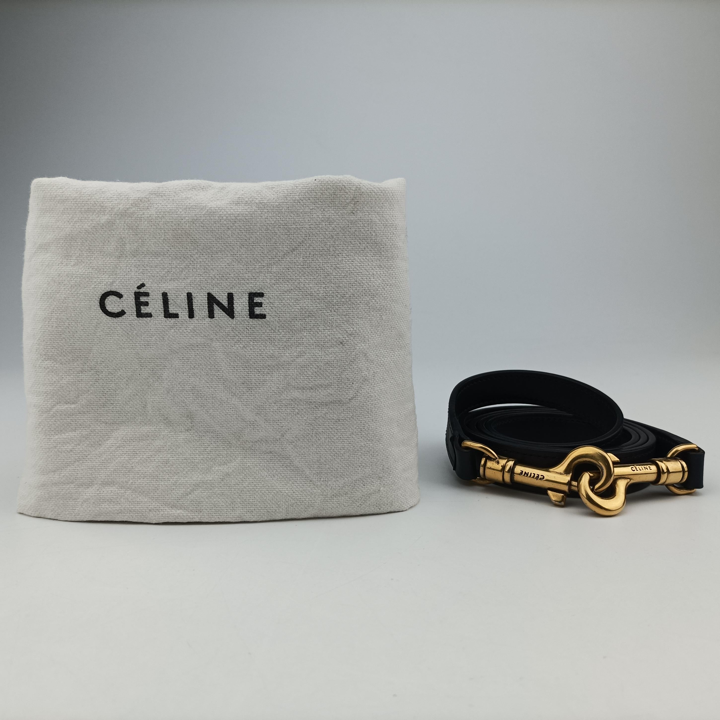 Pre-owned Celine luggage nano shopper Orange×black Leather  shoulderbag | stylenewstar