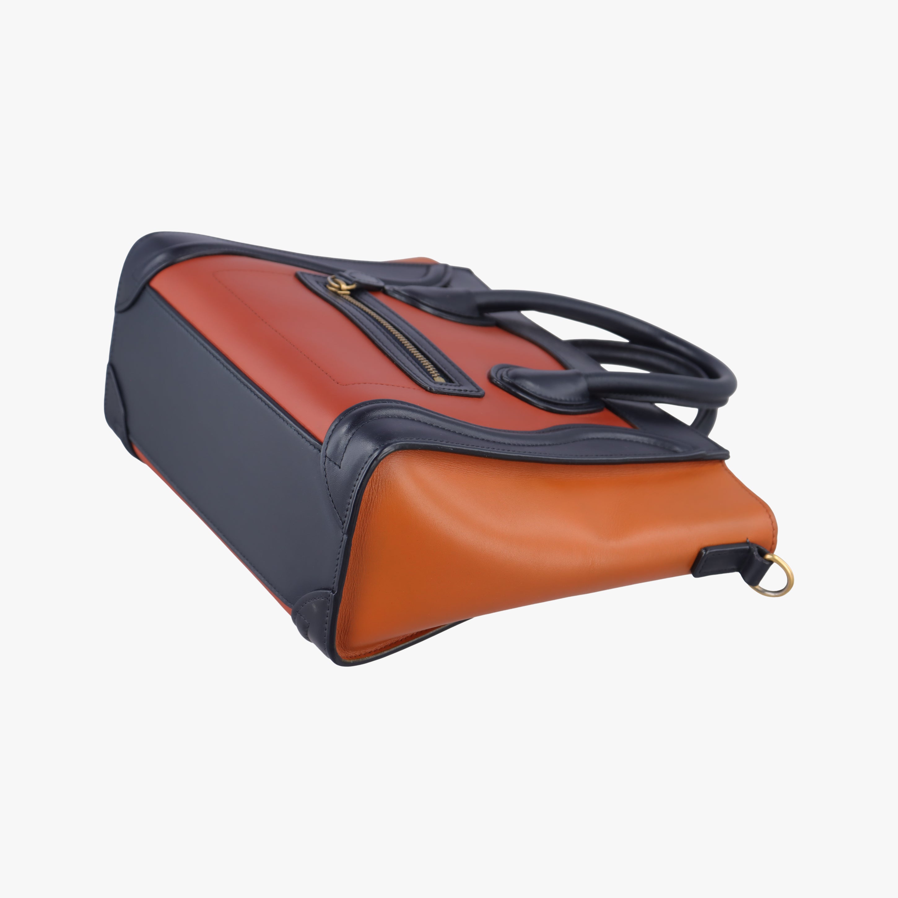 Pre-owned Celine luggage nano shopper Orange×black Leather  shoulderbag | stylenewstar