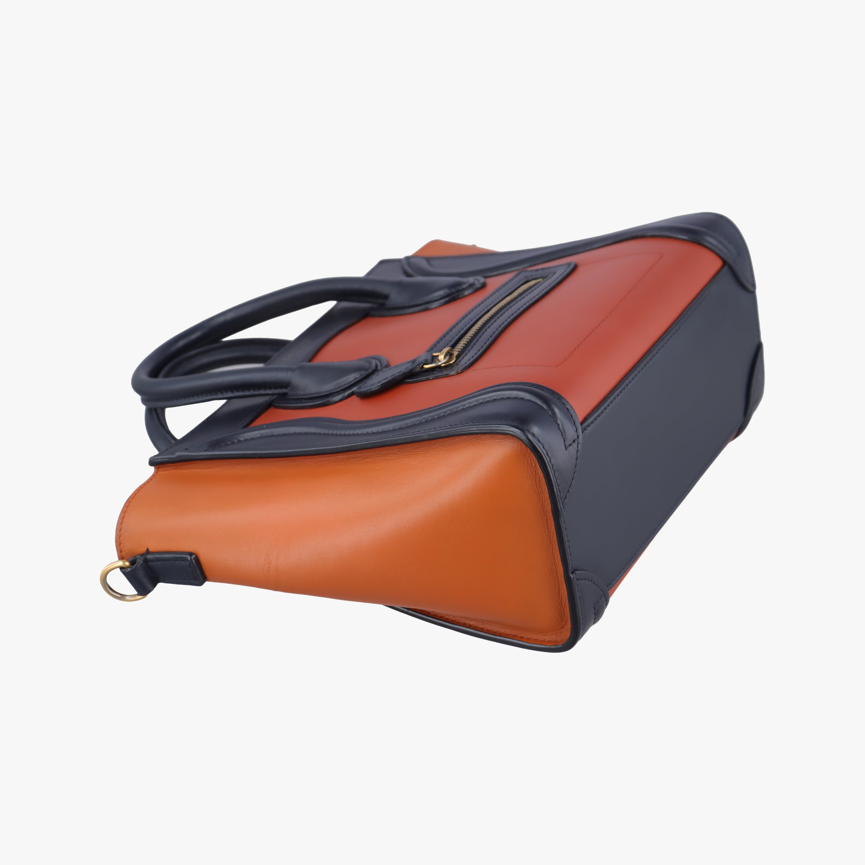 Pre-owned Celine luggage nano shopper Orange×black Leather  shoulderbag | stylenewstar
