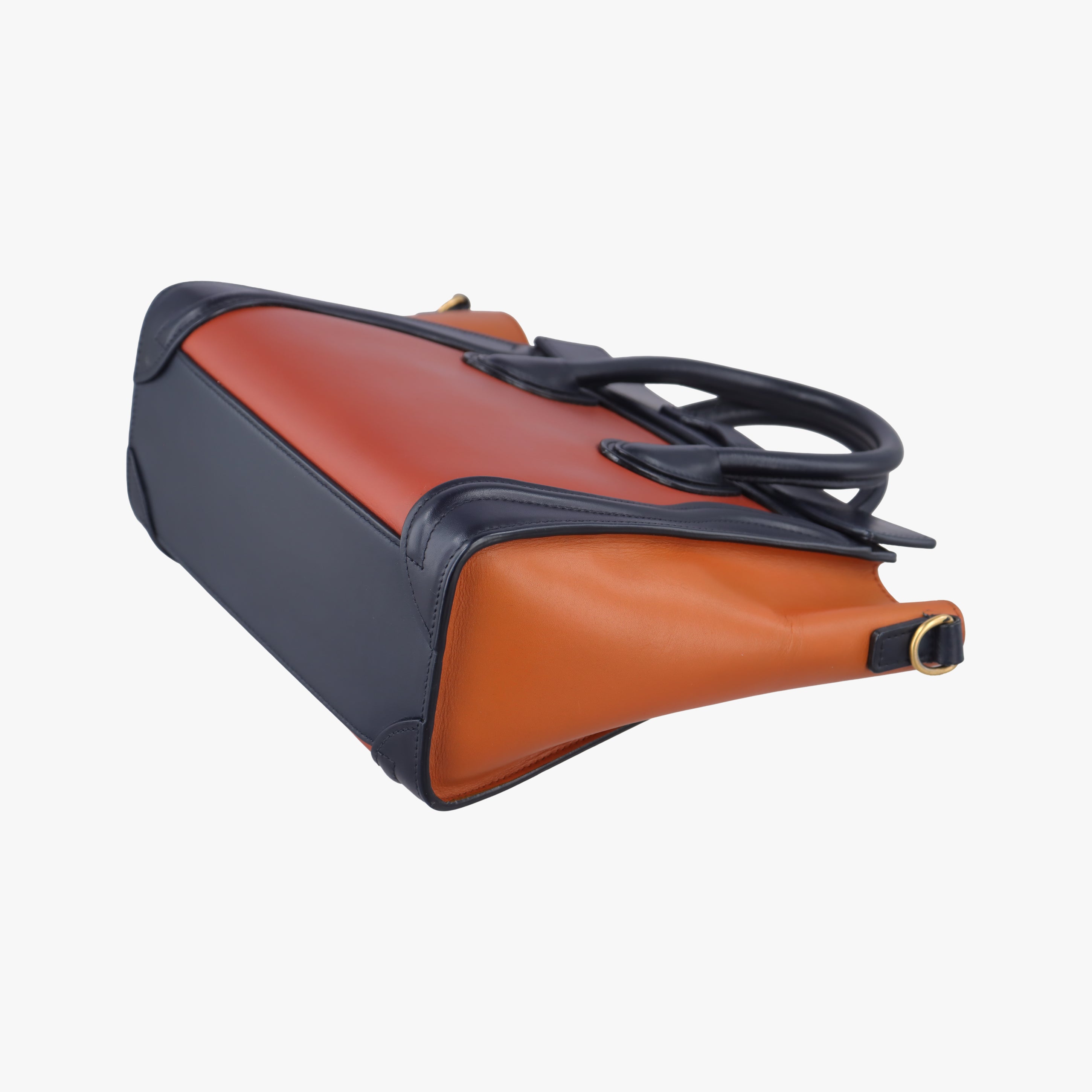 Pre-owned Celine luggage nano shopper Orange×black Leather  shoulderbag | stylenewstar