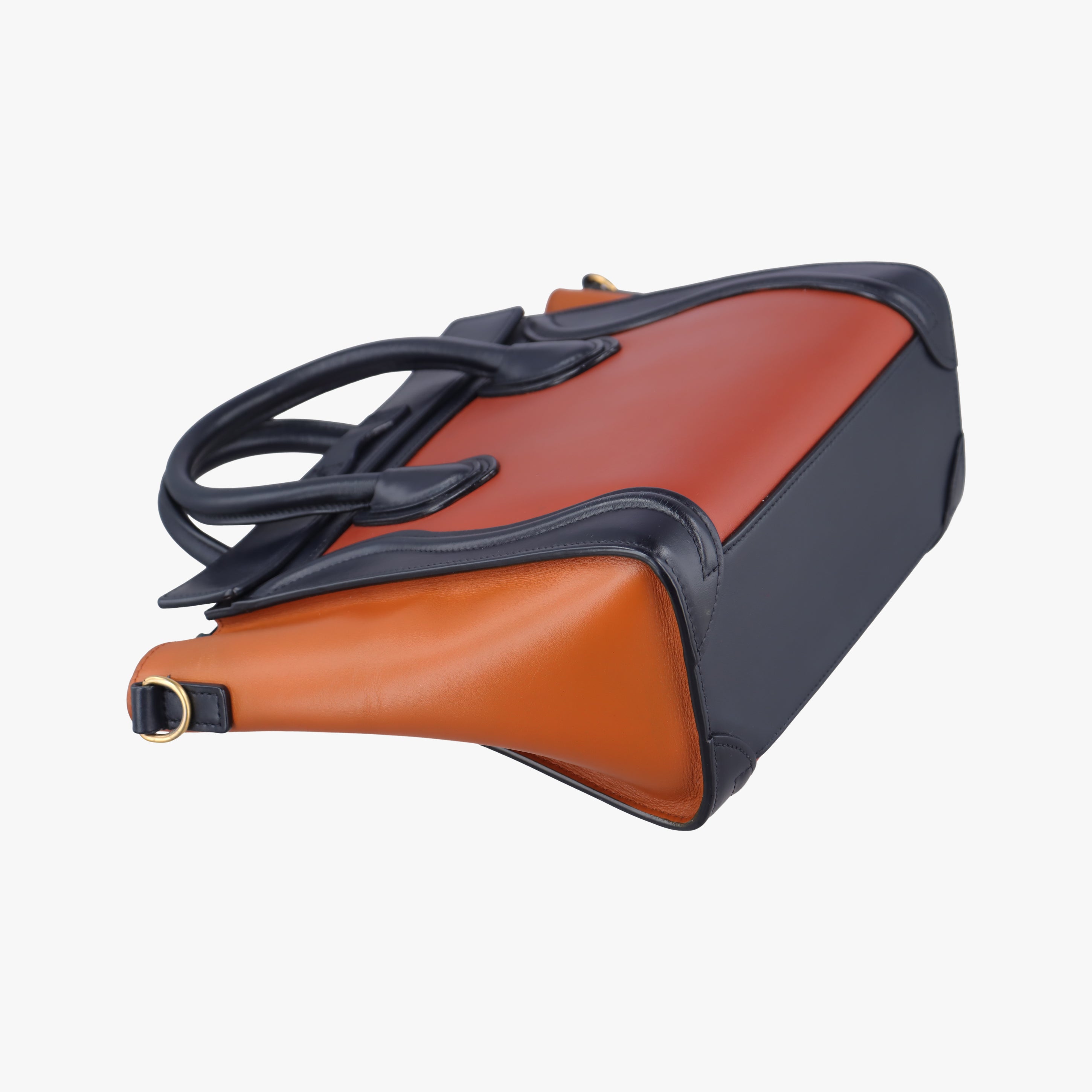 Pre-owned Celine luggage nano shopper Orange×black Leather  shoulderbag | stylenewstar