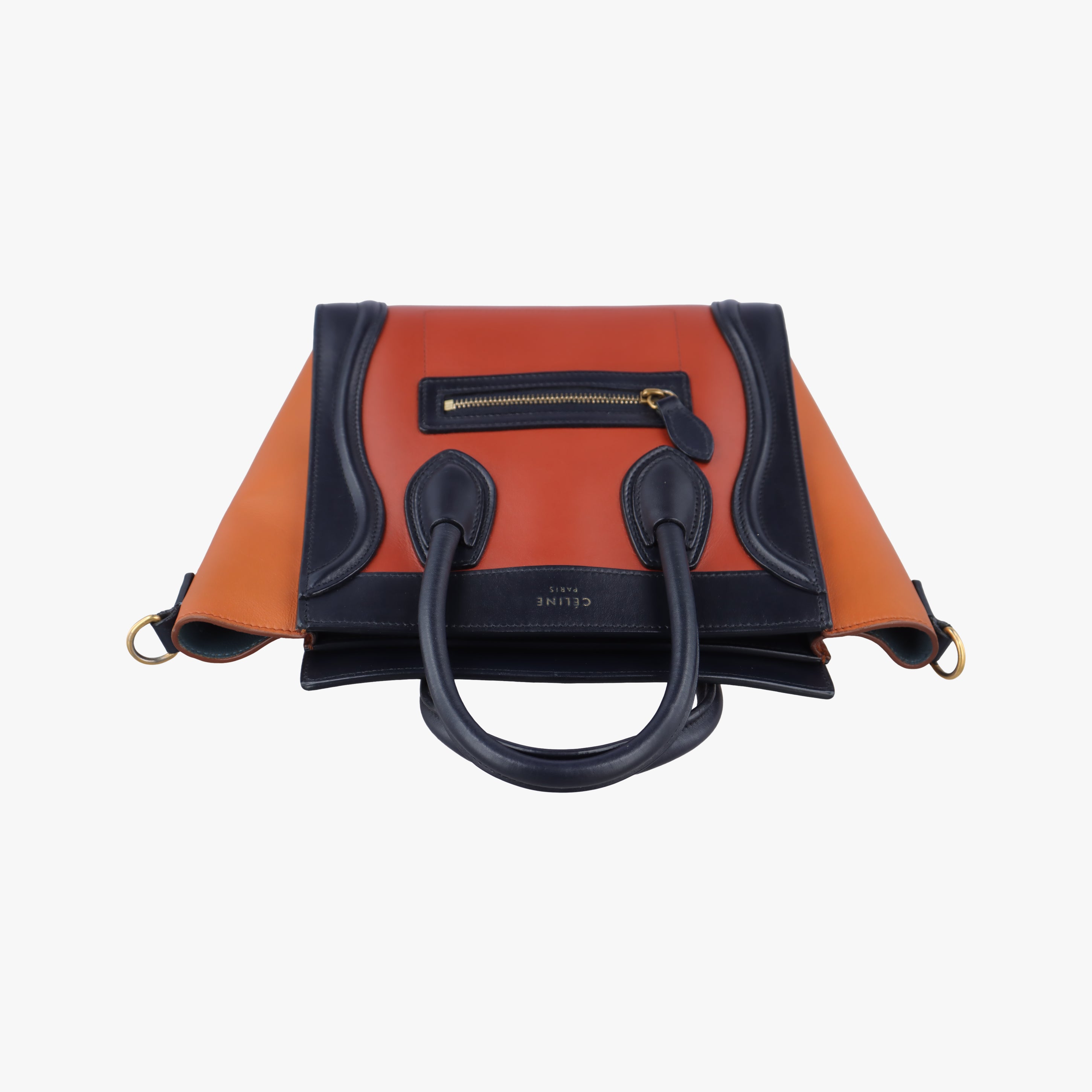 Pre-owned Celine luggage nano shopper Orange×black Leather  shoulderbag | stylenewstar