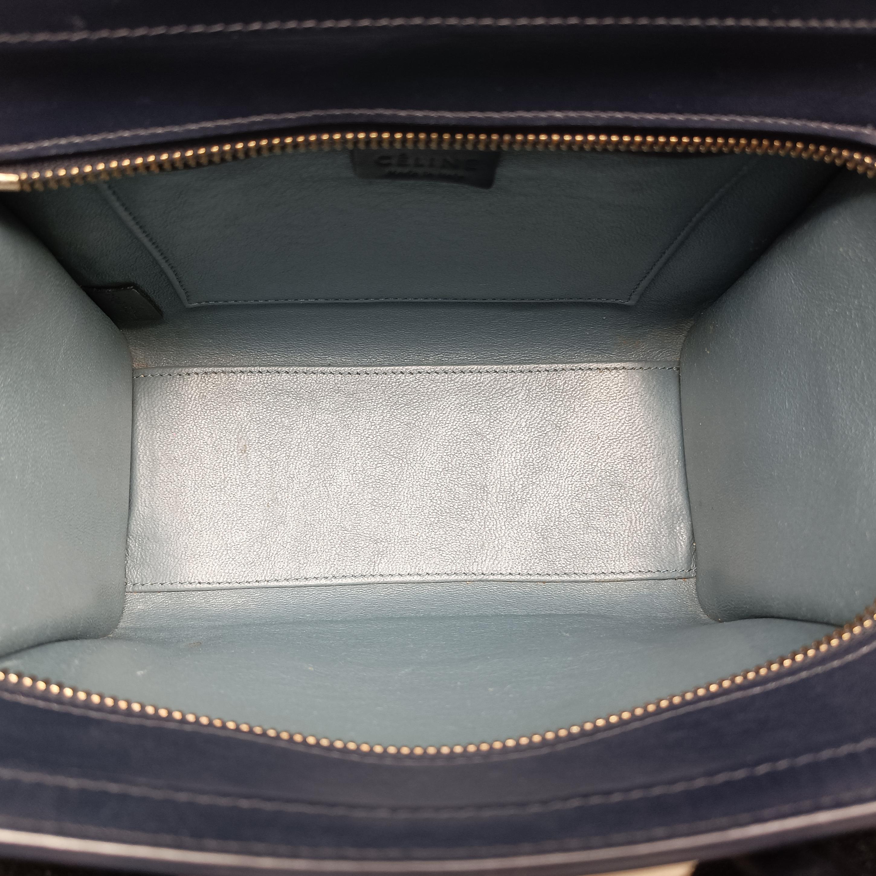 Pre-owned Celine luggage nano shopper Orange×black Leather  shoulderbag | stylenewstar