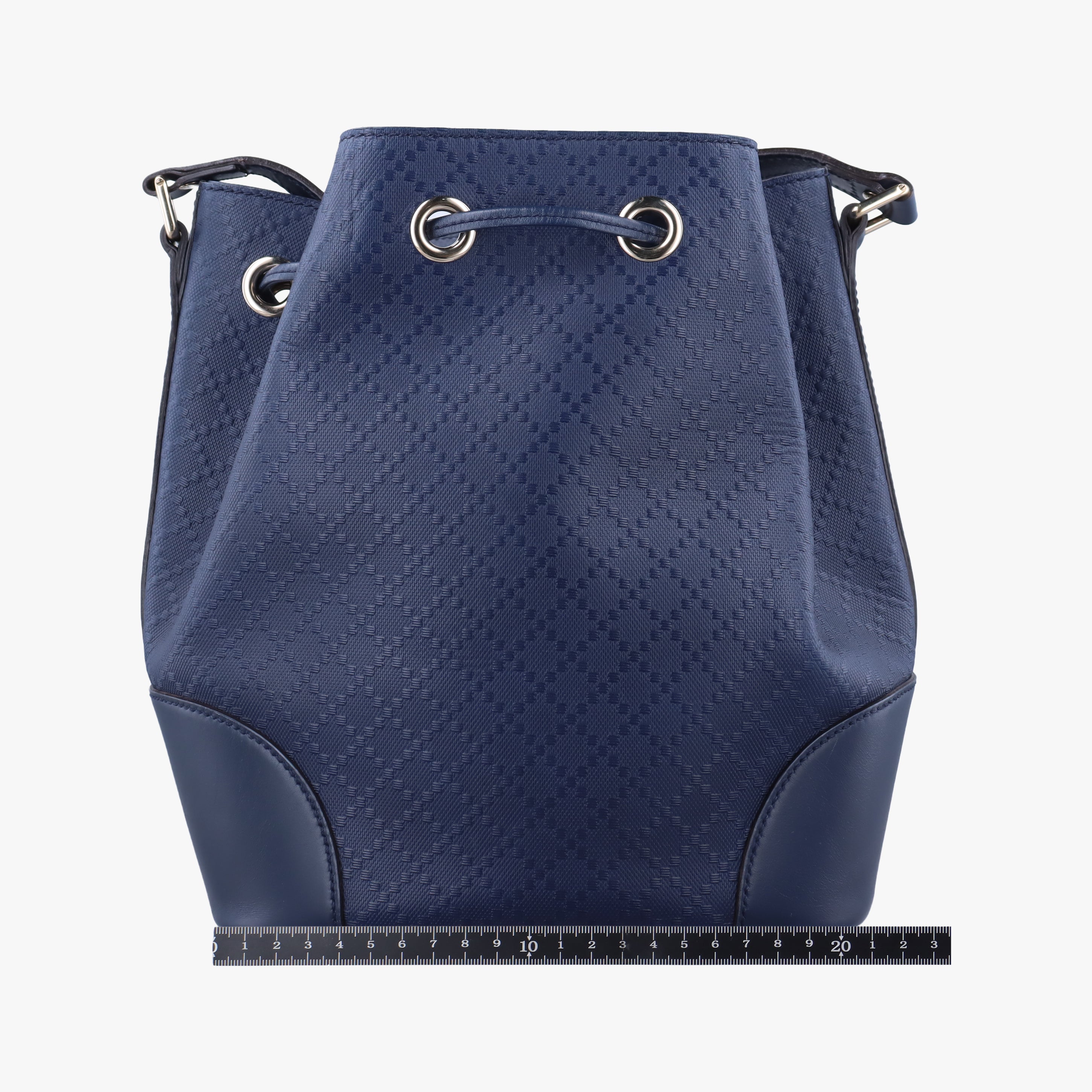 Pre-owned Gucci Bright Diamante Bucket Navy Leather 354228 shoulderbag | stylenewstar
