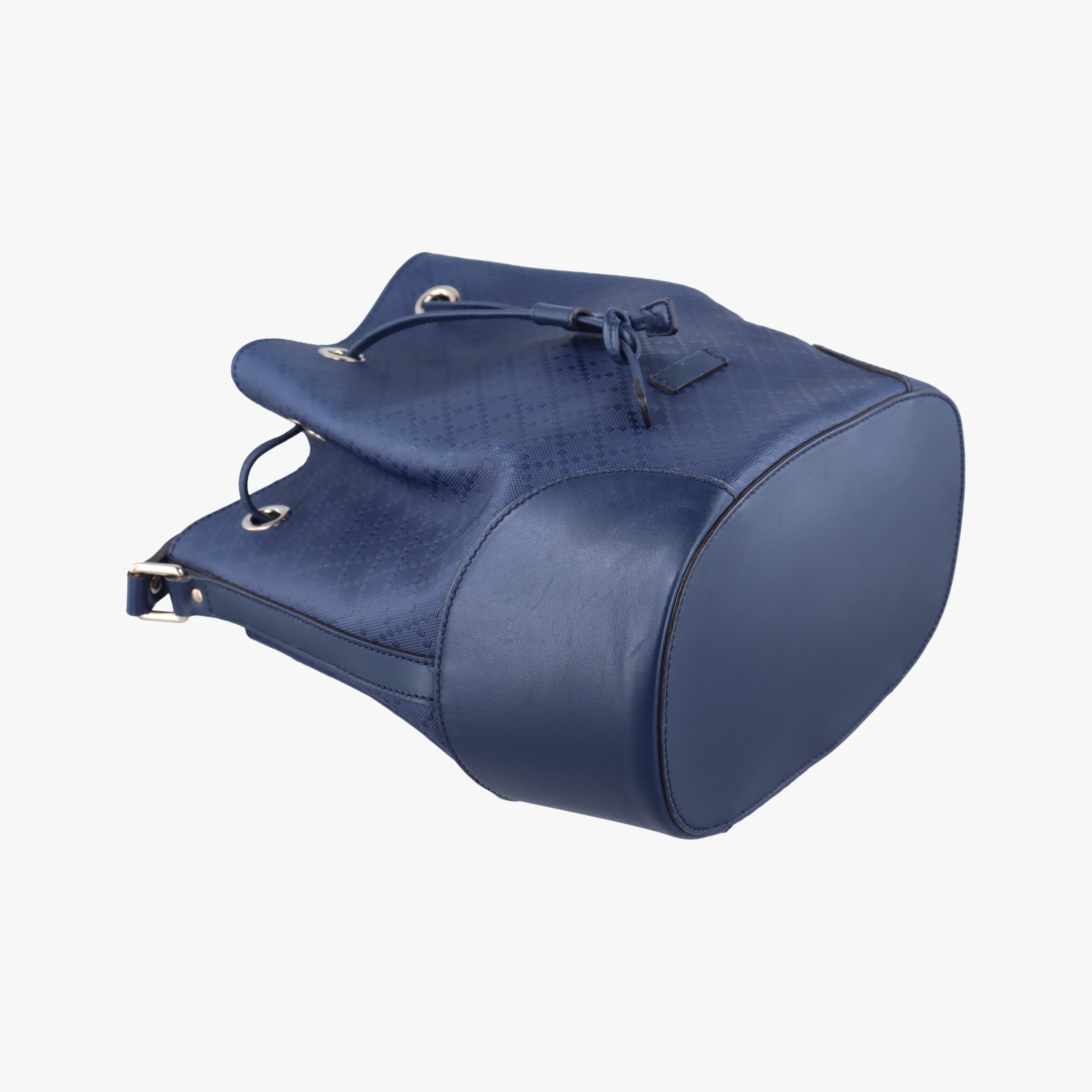Pre-owned Gucci Bright Diamante Bucket Navy Leather 354228 shoulderbag | stylenewstar