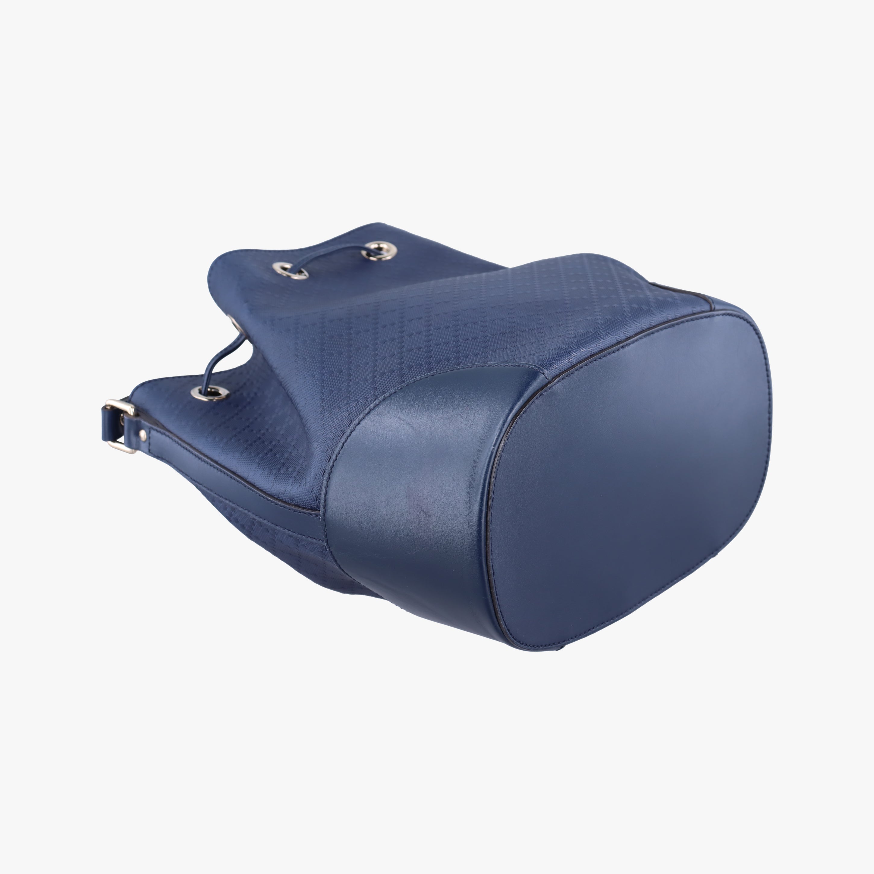 Pre-owned Gucci Bright Diamante Bucket Navy Leather 354228 shoulderbag | stylenewstar