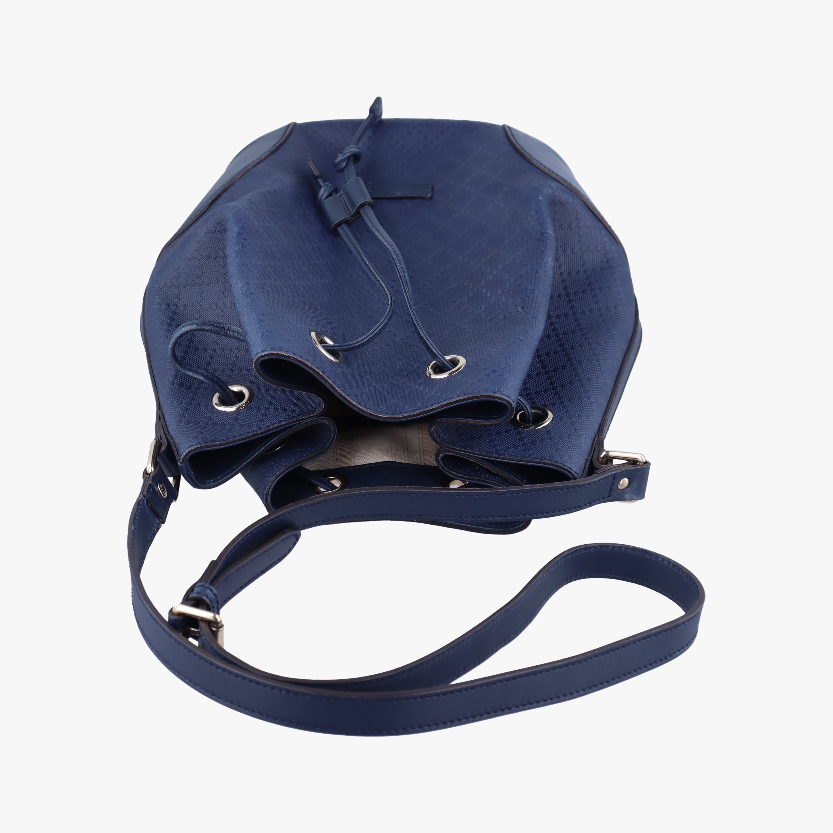 Pre-owned Gucci Bright Diamante Bucket Navy Leather 354228 shoulderbag | stylenewstar