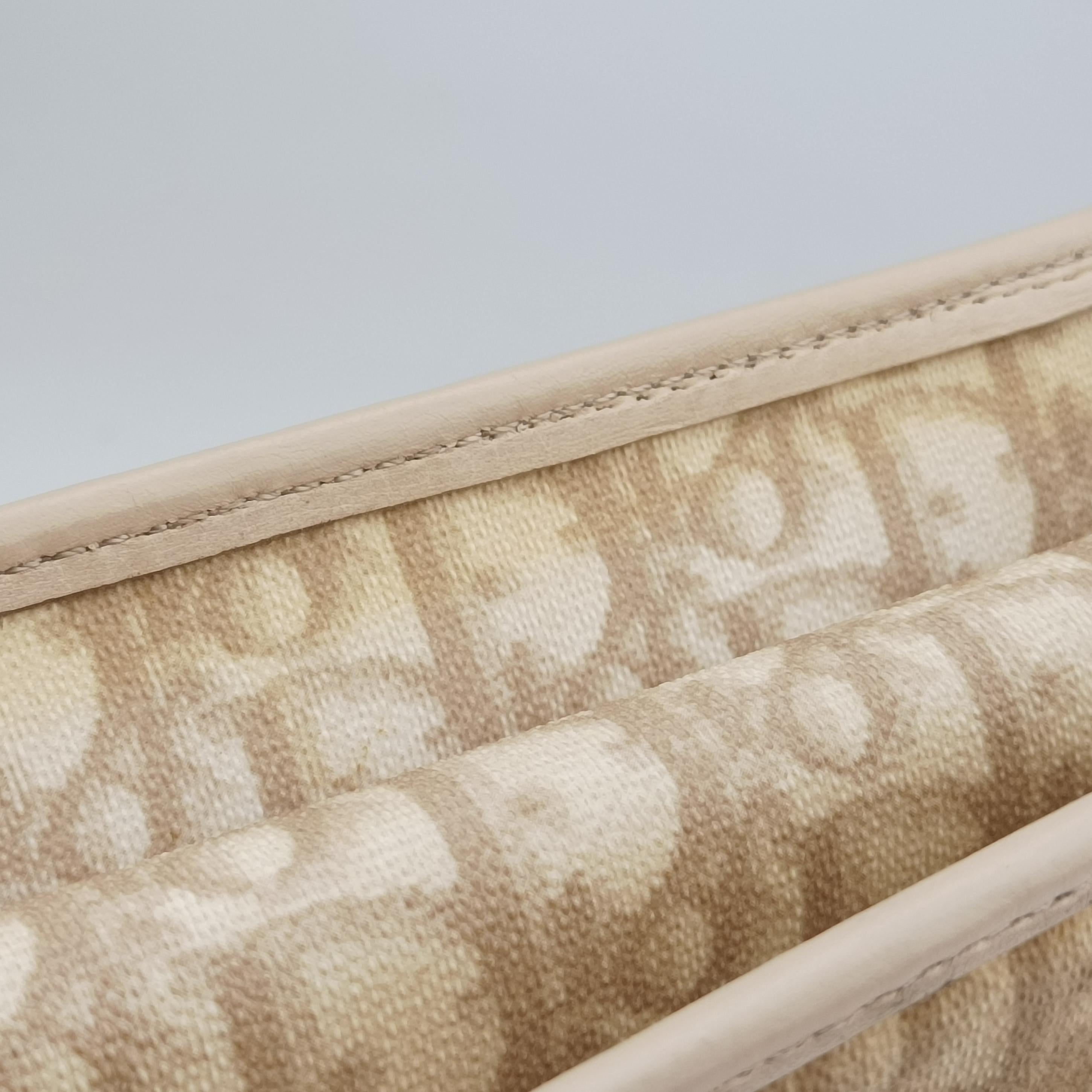 Vintage Christian Dior Diorissimo Romantique Beige PVC coated canvas ×Leather  shoulderbag | stylenewstar