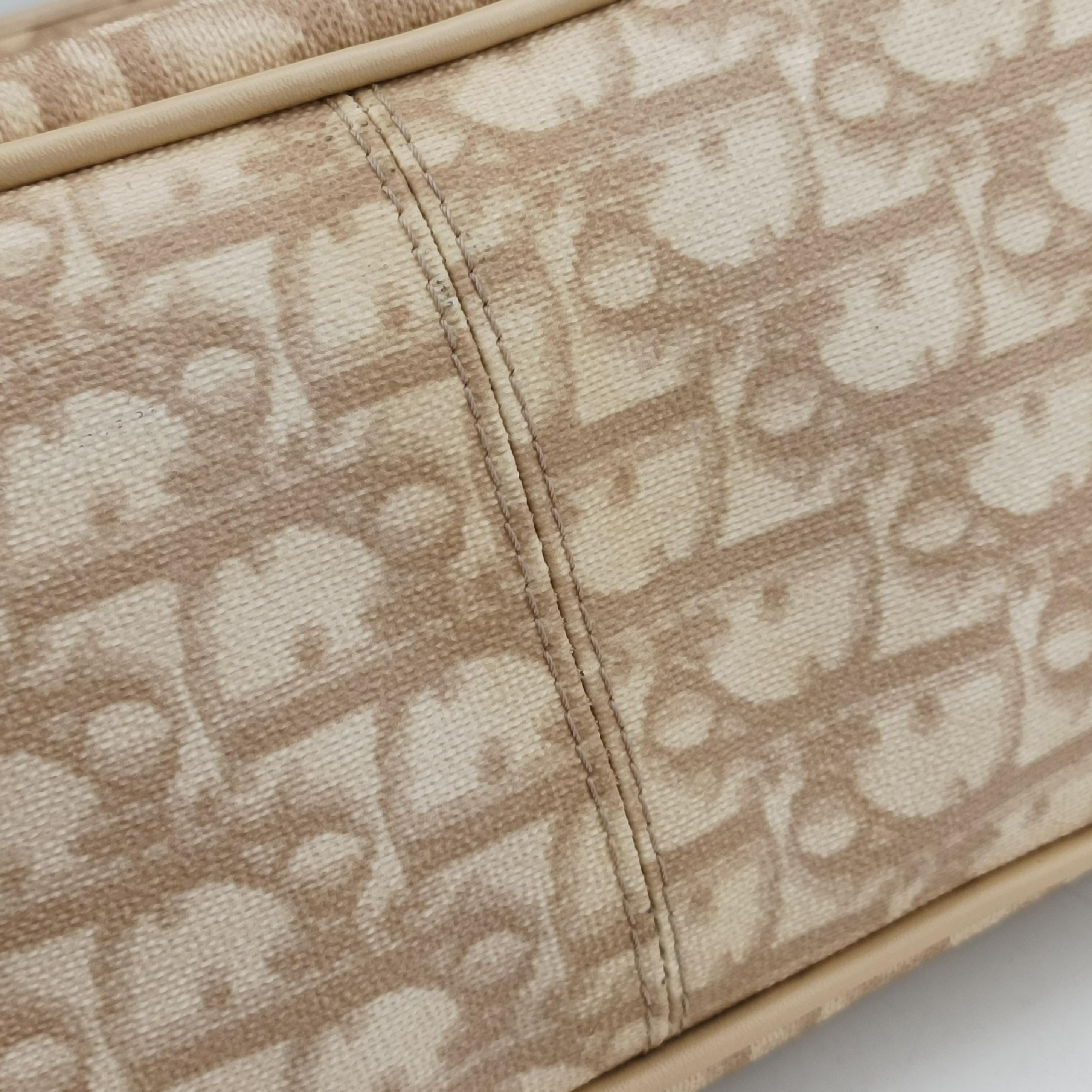 Vintage Christian Dior Diorissimo Romantique Beige PVC coated canvas ×Leather  shoulderbag | stylenewstar
