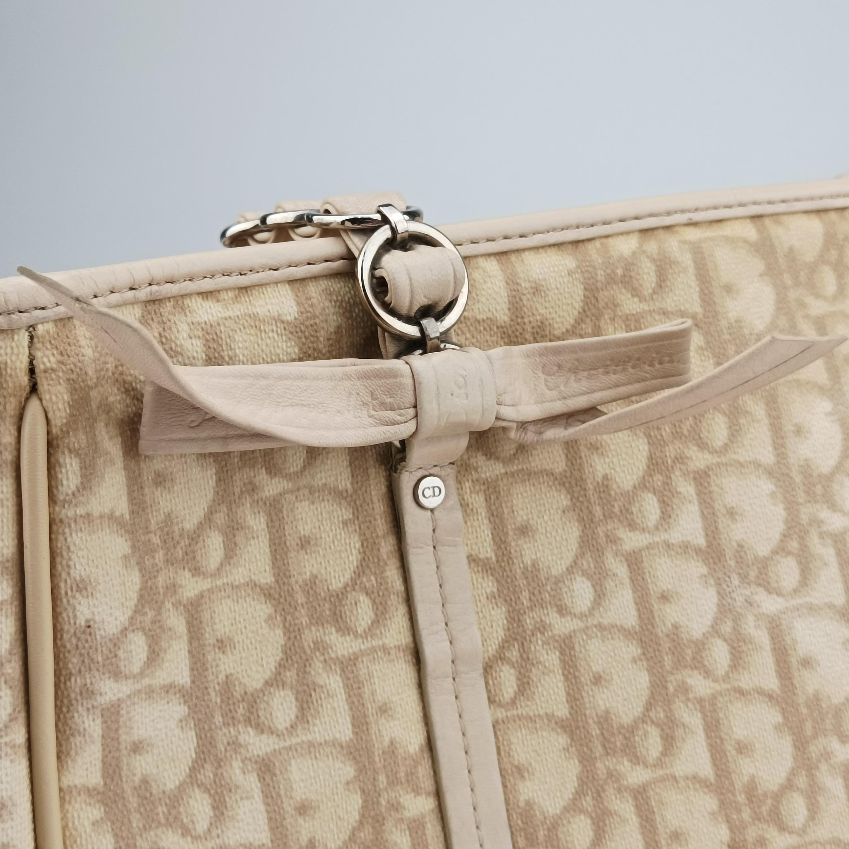 Vintage Christian Dior Diorissimo Romantique Beige PVC coated canvas ×Leather  shoulderbag | stylenewstar