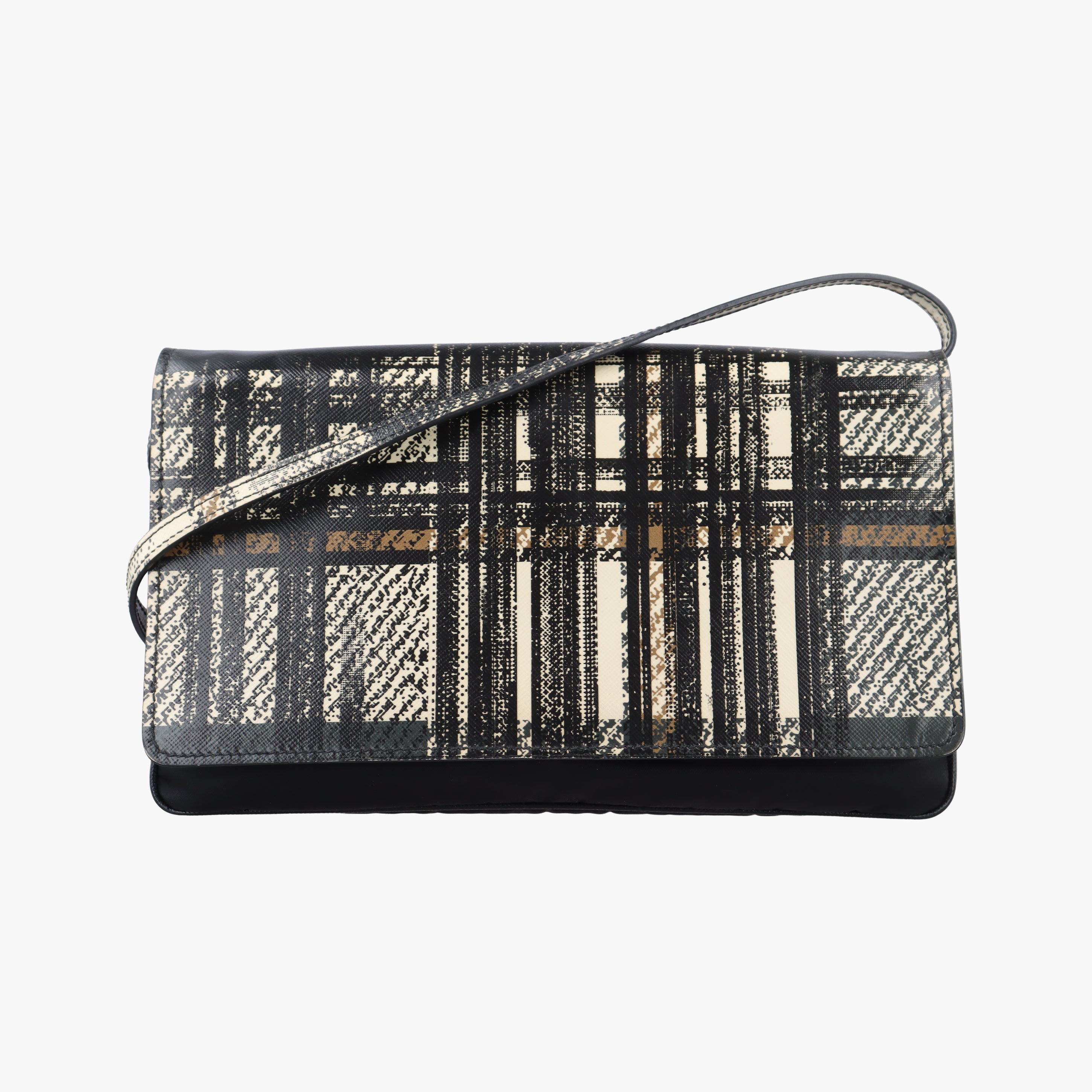Pre-owned Prada Saffiano Tessuto Black×Multicolour Saffiano Leather  shoulderbag | stylenewstar