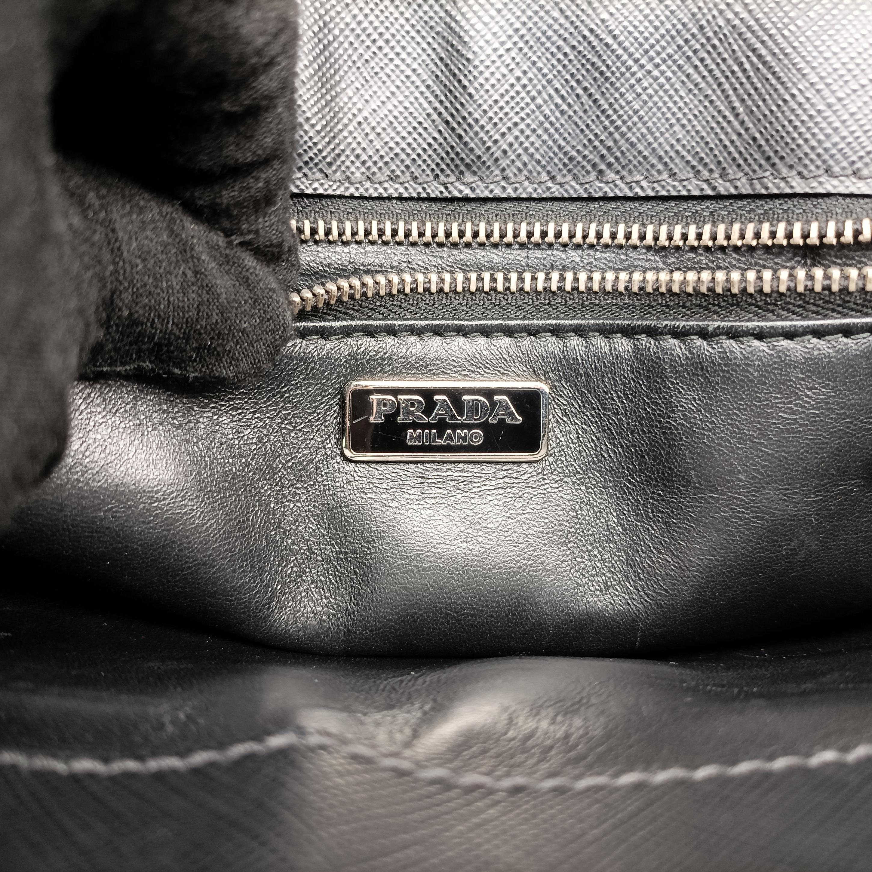 Pre-owned Prada Saffiano Tessuto Black×Multicolour Saffiano Leather  shoulderbag | stylenewstar