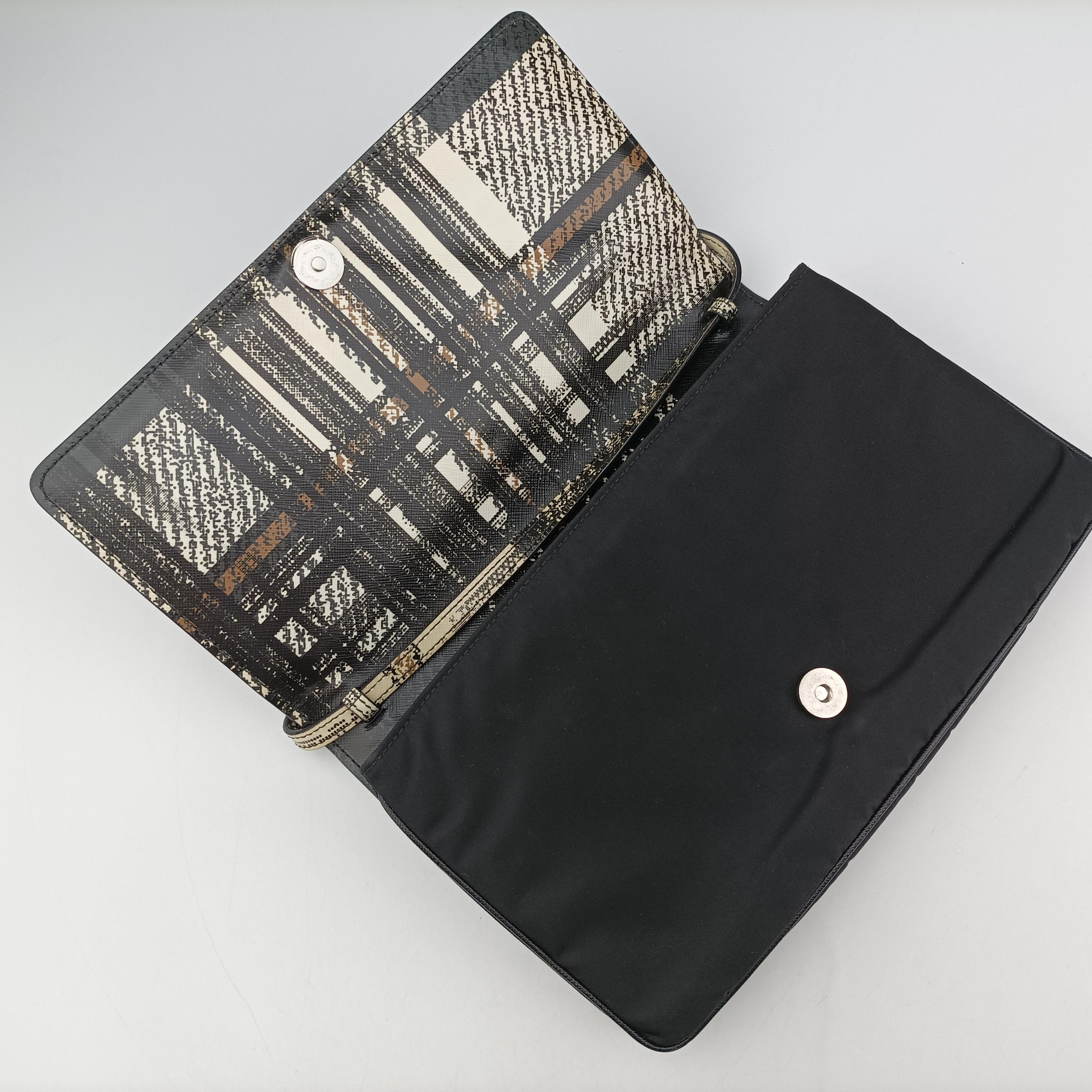 Pre-owned Prada Saffiano Tessuto Black×Multicolour Saffiano Leather  shoulderbag | stylenewstar