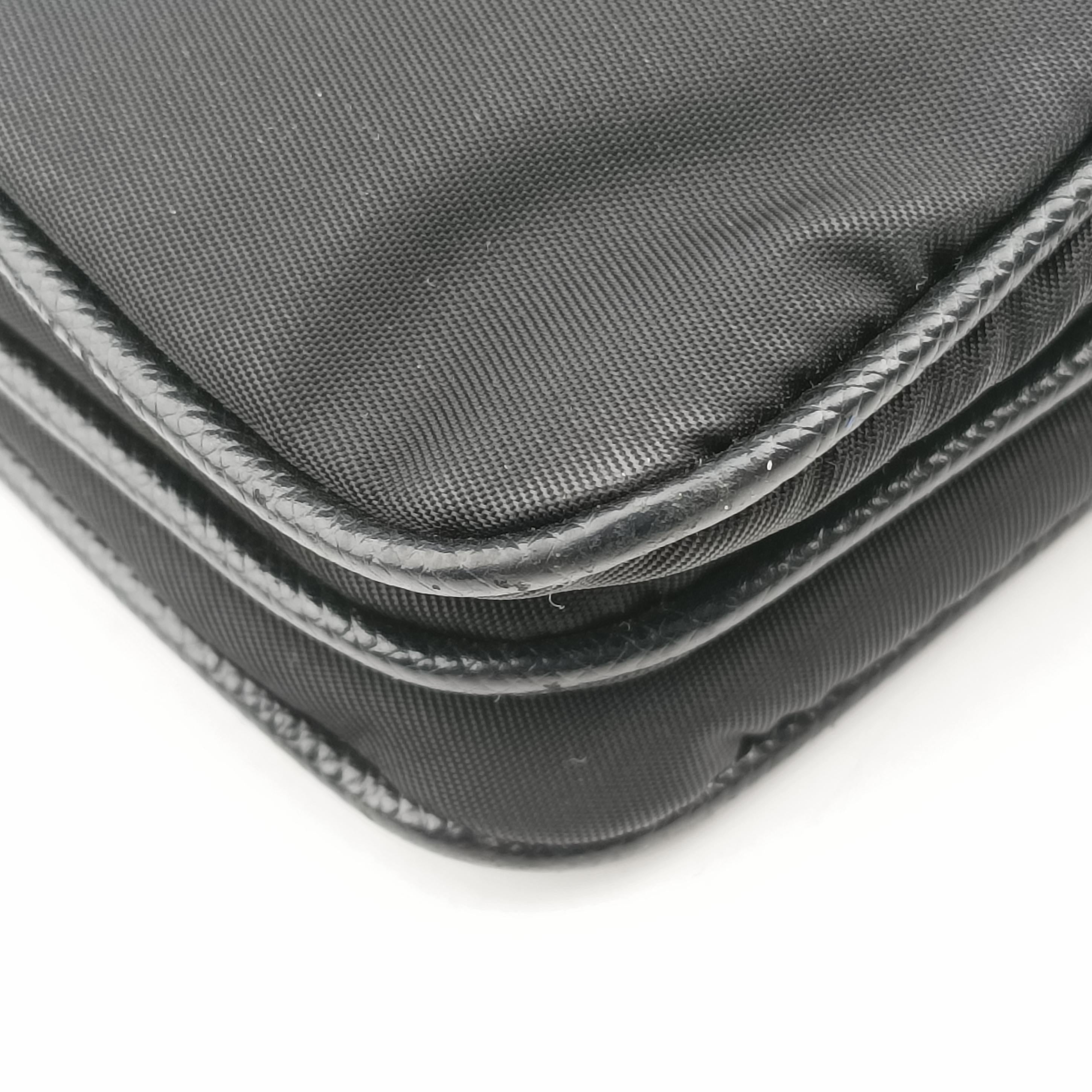 Pre-owned Prada Saffiano Tessuto Black×Multicolour Saffiano Leather  shoulderbag | stylenewstar