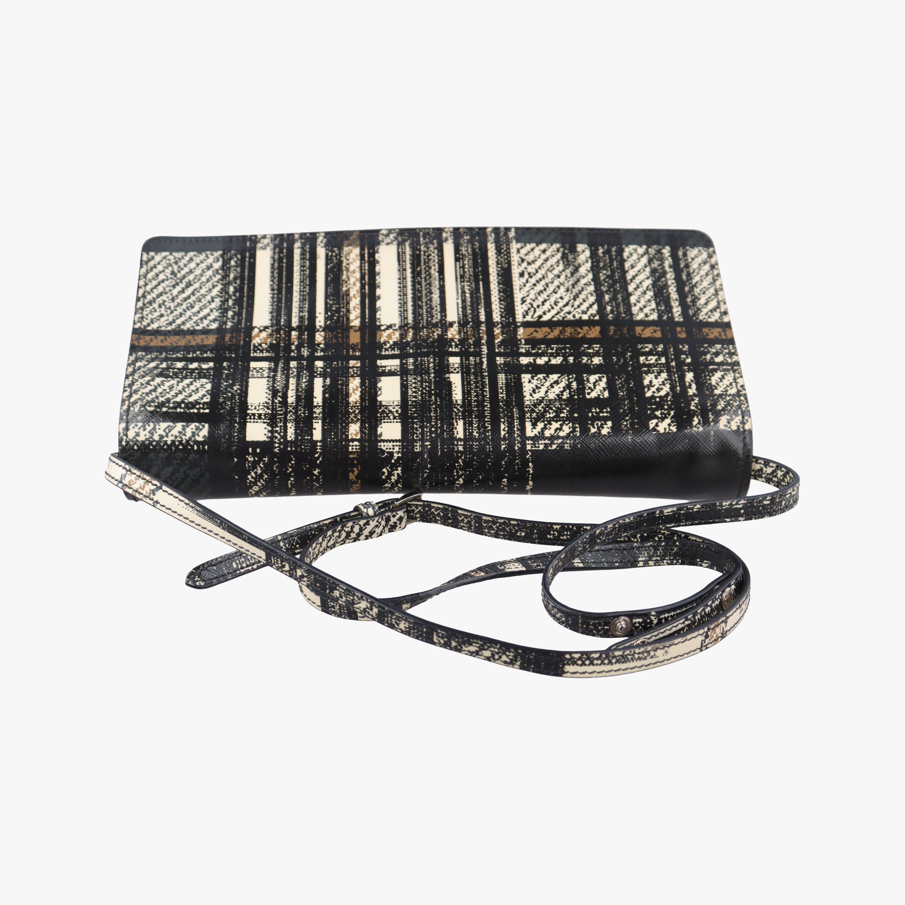 Pre-owned Prada Saffiano Tessuto Black×Multicolour Saffiano Leather  shoulderbag | stylenewstar