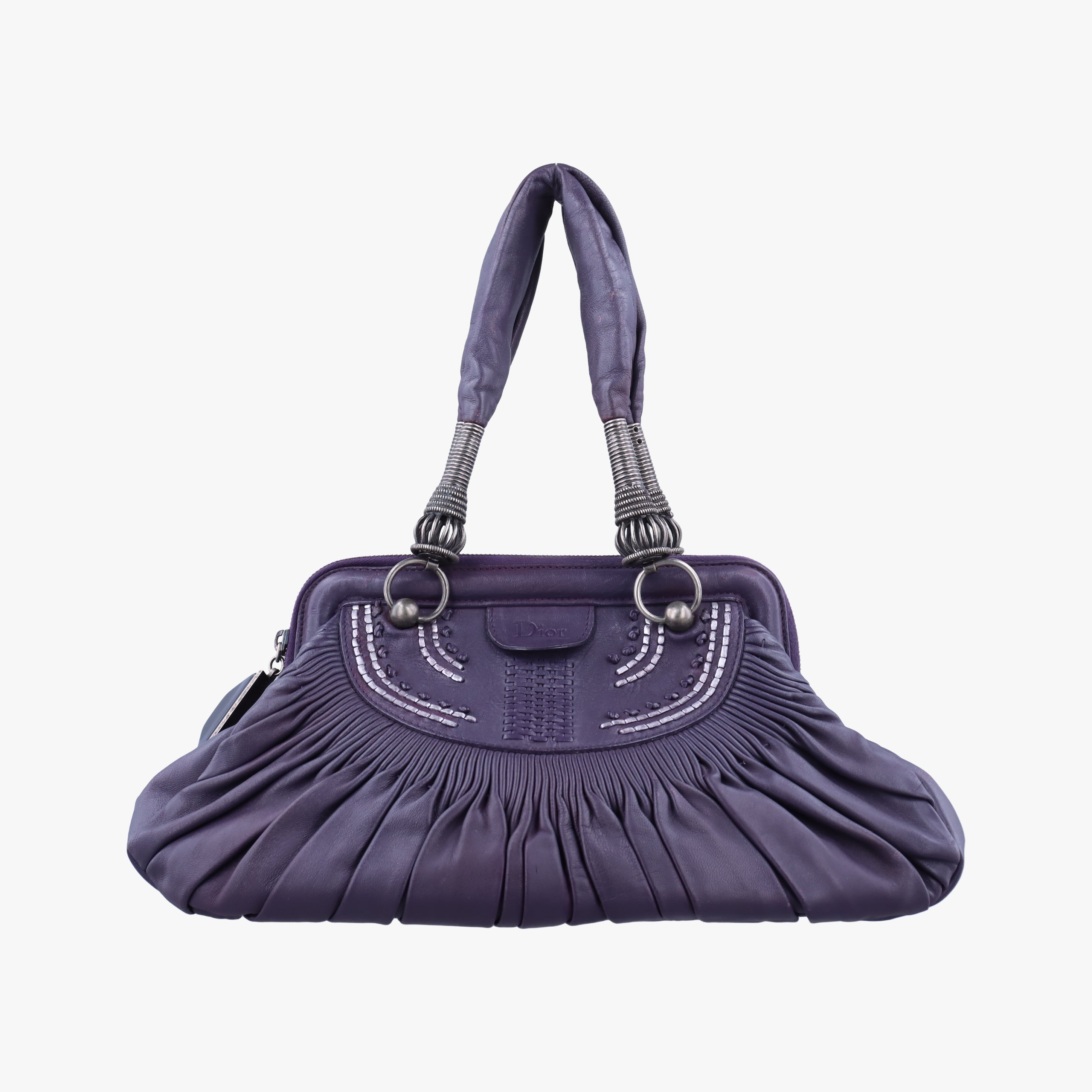 Pre-owned Christian Dior Plisse Purple lambskin  shoulderbag | stylenewstar