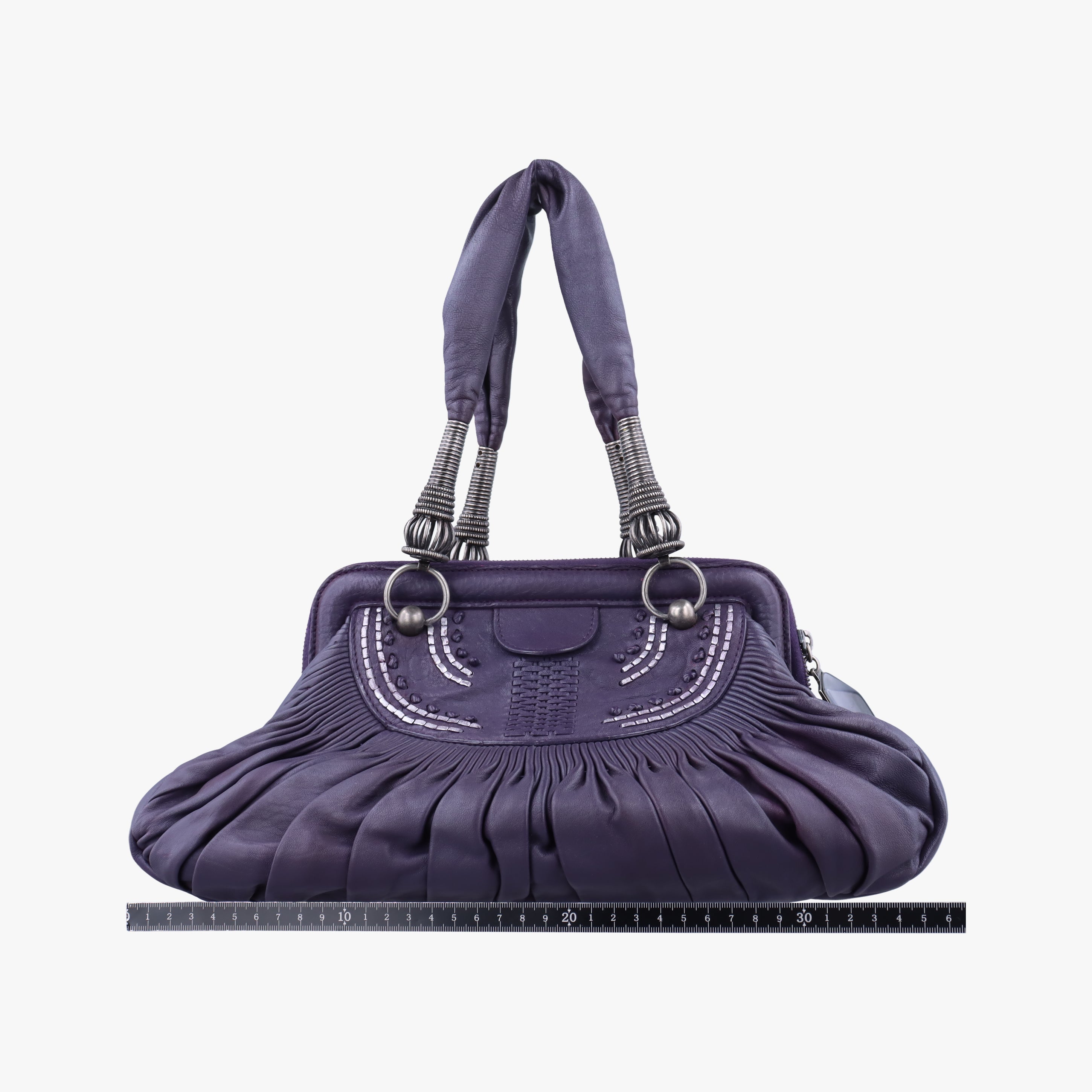 Pre-owned Christian Dior Plisse Purple lambskin  shoulderbag | stylenewstar