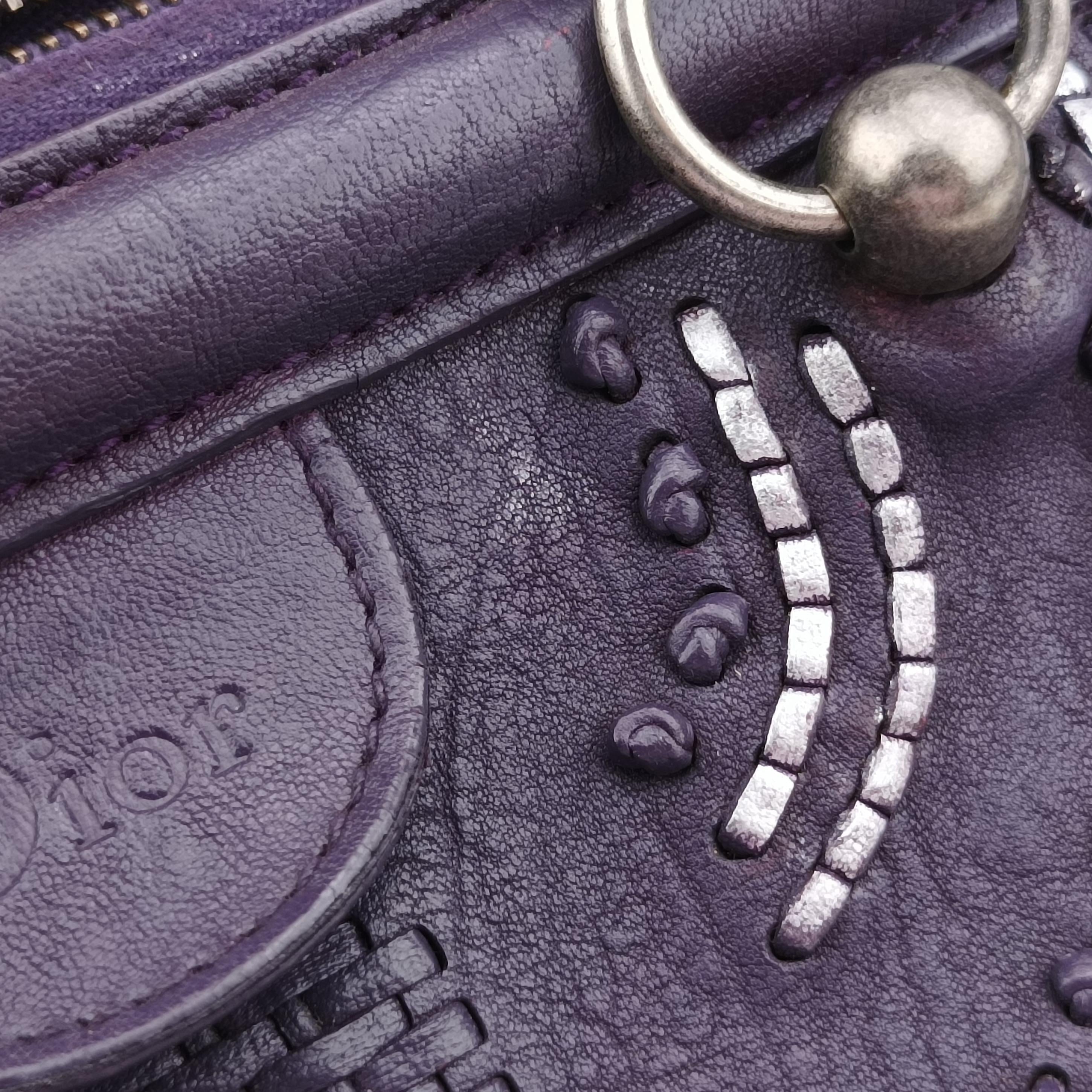 Pre-owned Christian Dior Plisse Purple lambskin  shoulderbag | stylenewstar