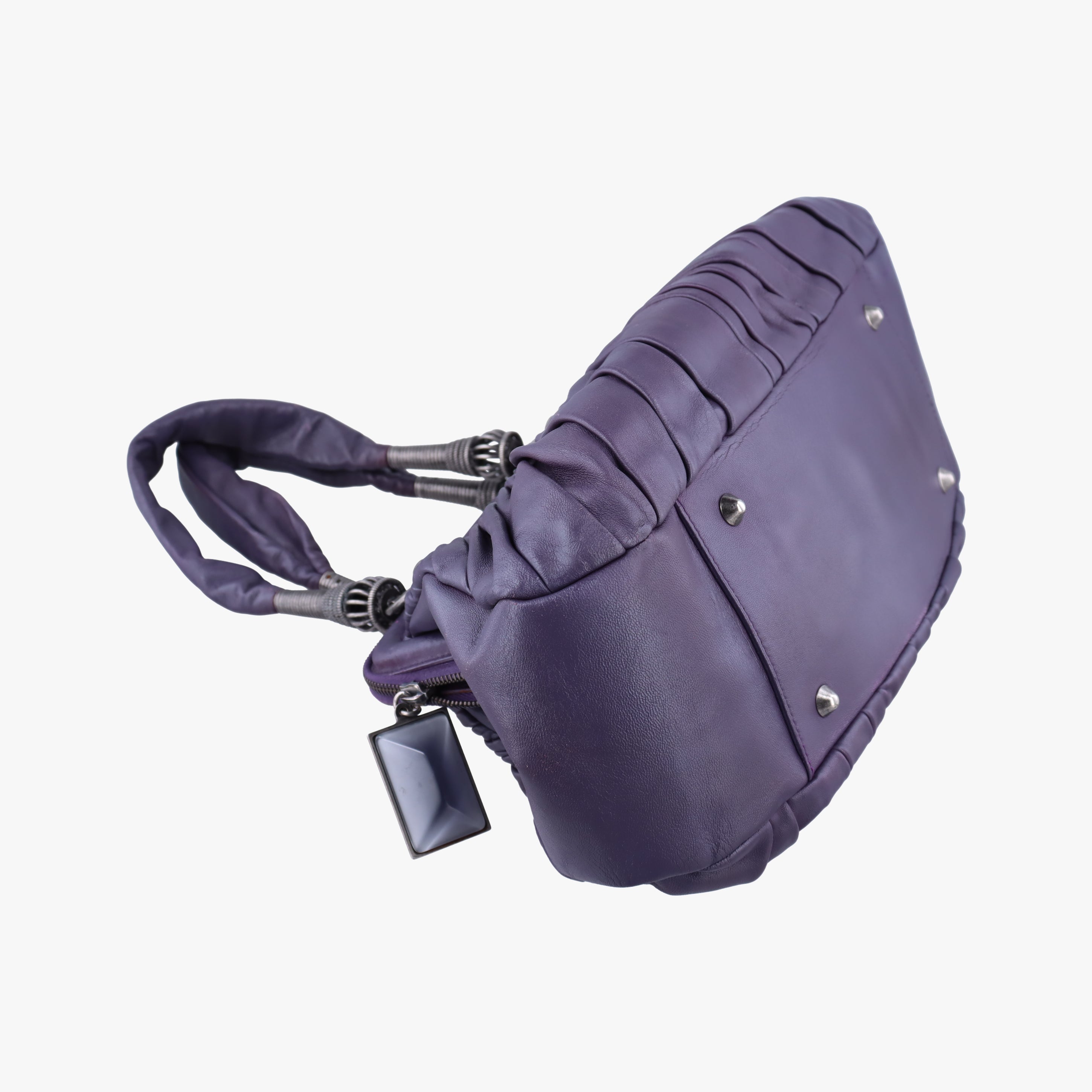 Pre-owned Christian Dior Plisse Purple lambskin  shoulderbag | stylenewstar