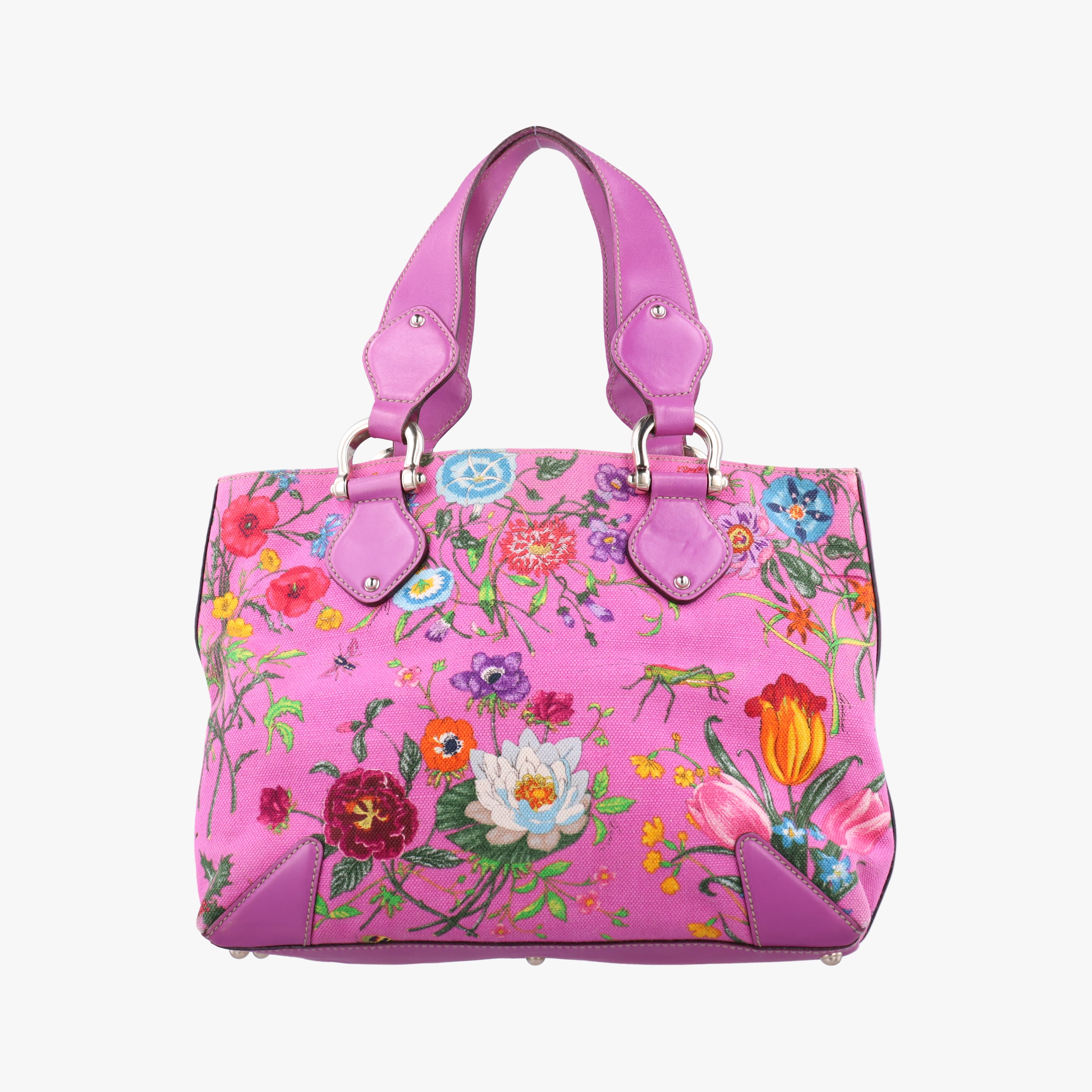 Secondhand Gucci Floral Purple×multicolor canvas×leather 153024 handbag | stylenewstar