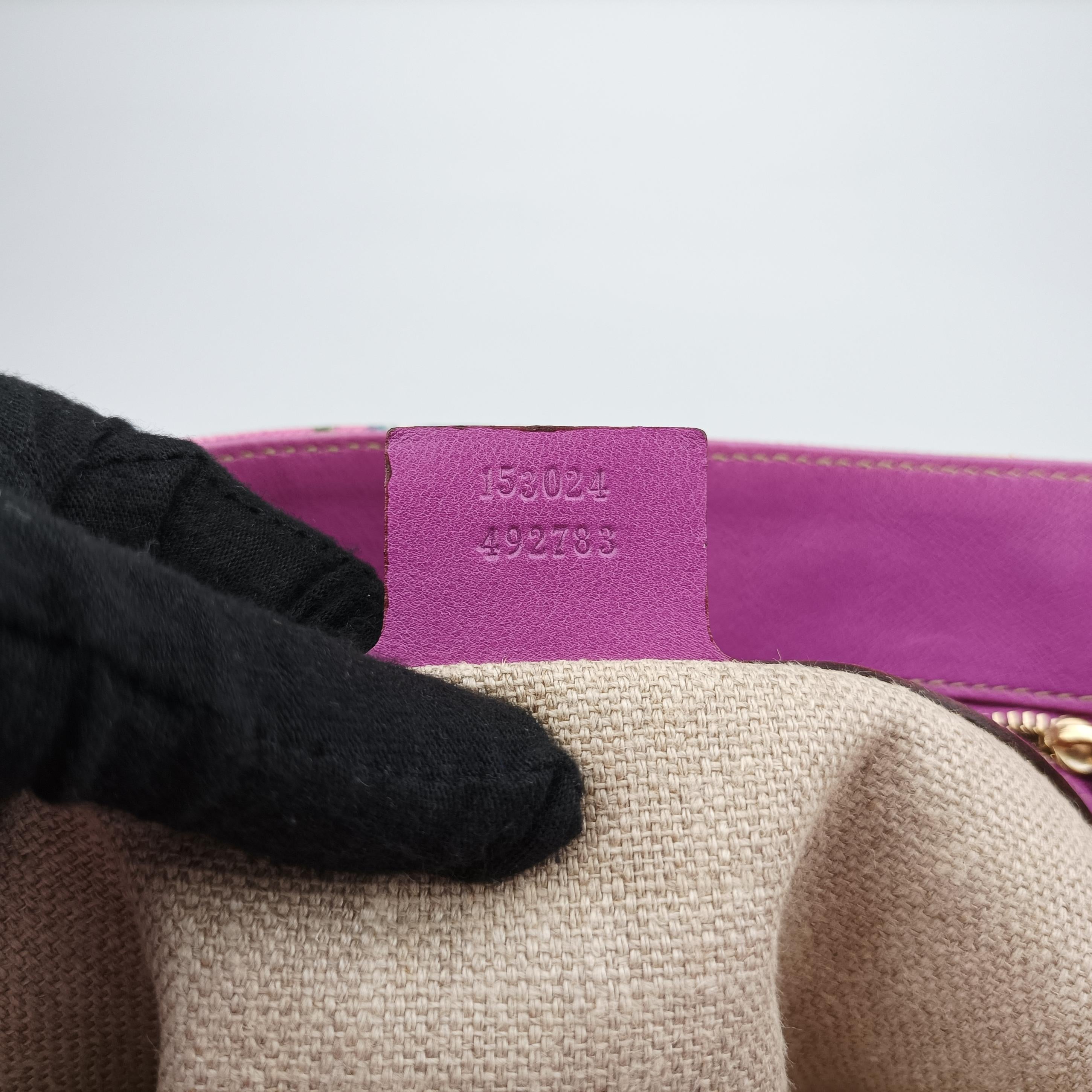 Secondhand Gucci Floral Purple×multicolor canvas×leather 153024 handbag | stylenewstar