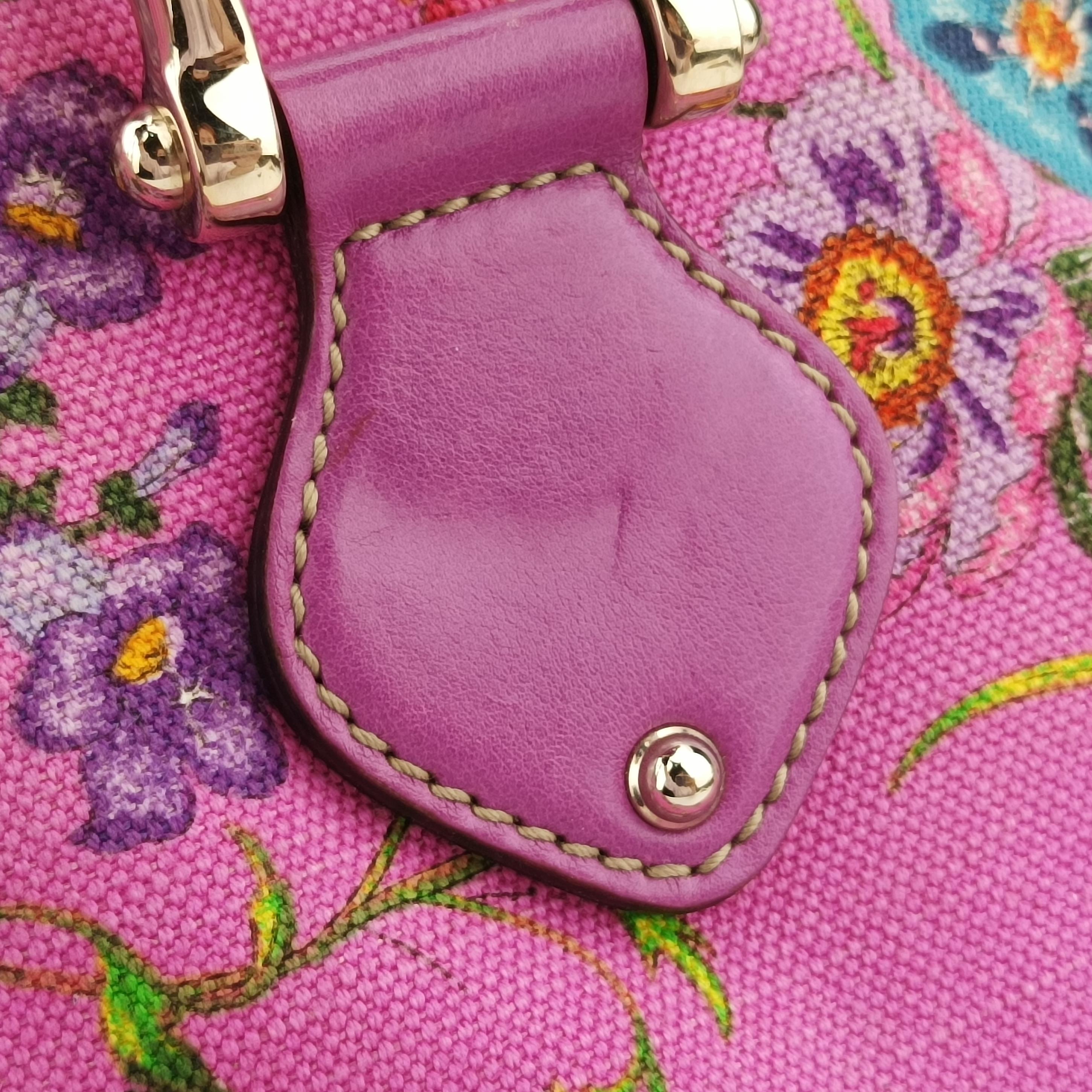 Secondhand Gucci Floral Purple×multicolor canvas×leather 153024 handbag | stylenewstar
