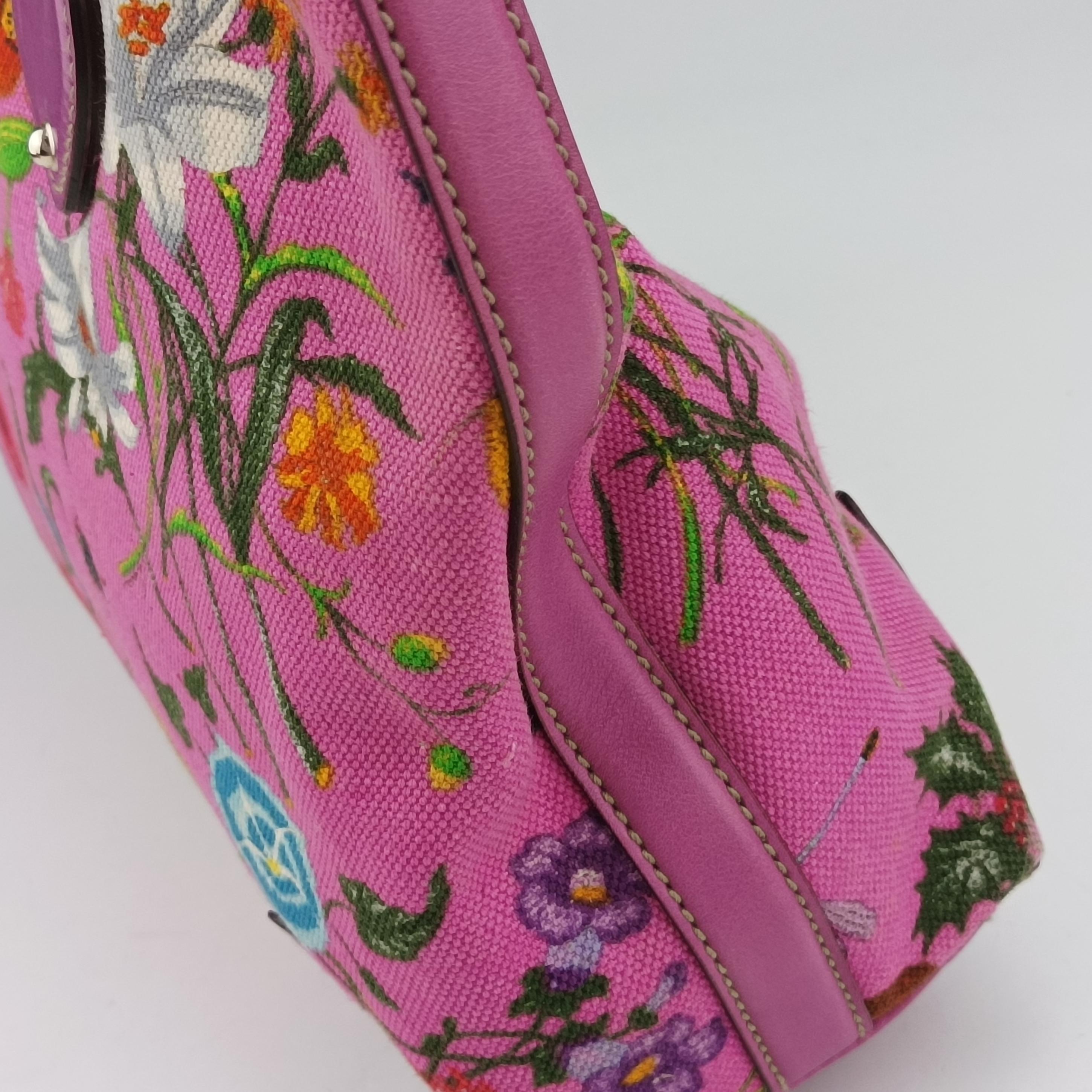 Secondhand Gucci Floral Purple×multicolor canvas×leather 153024 handbag | stylenewstar